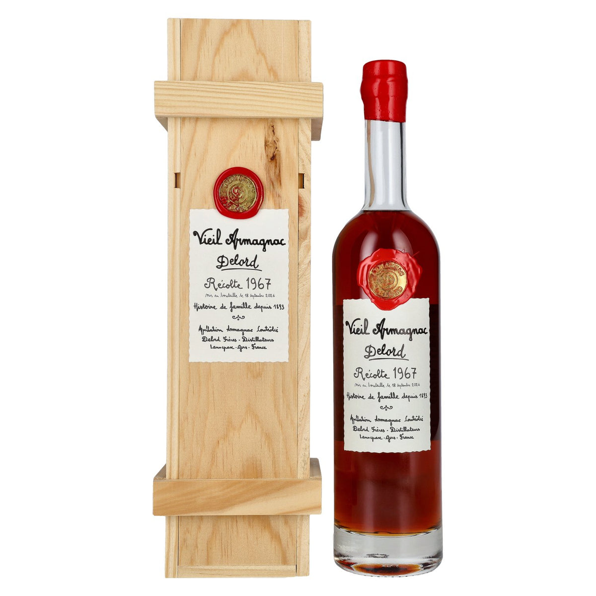Vieil Armagnac Delord Vintage Récolte 1967 40% Vol. 0,7l in Holzkiste