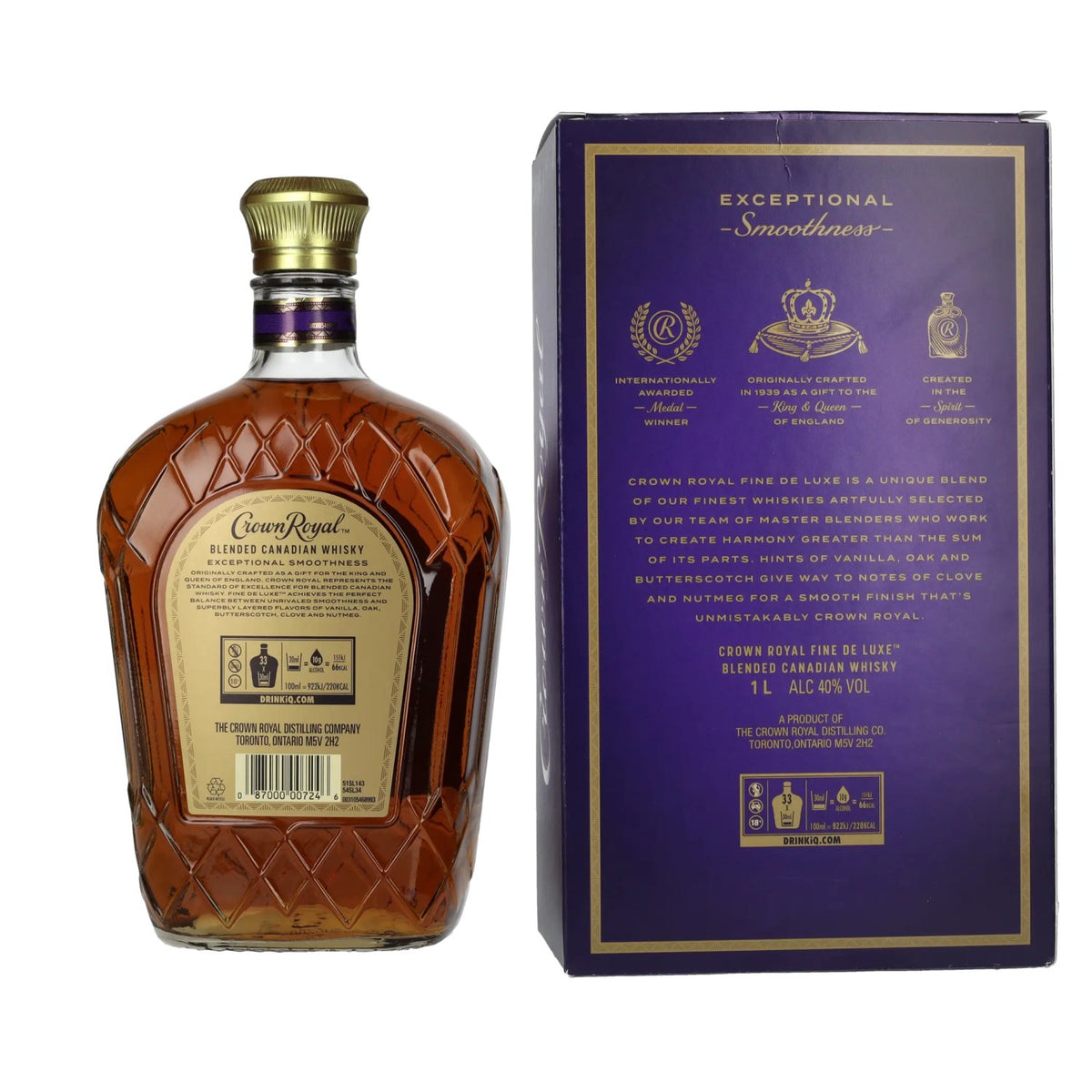 Crown Royal Fine De Luxe Blended Canadian Whisky 40% vol. 1 l in geschenkverpakking