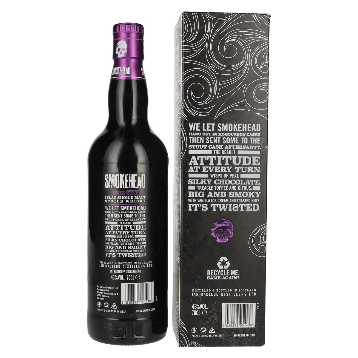 Smokehead TWISTED STOUT Islay Single Malt 43% vol. 0,7 l in geschenkverpakking