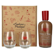 Cantares de Portugal Chocolade Licor de Chocolate com Ginia 15% Vol. 0,7l in geschenkverpakking met 2 glazen