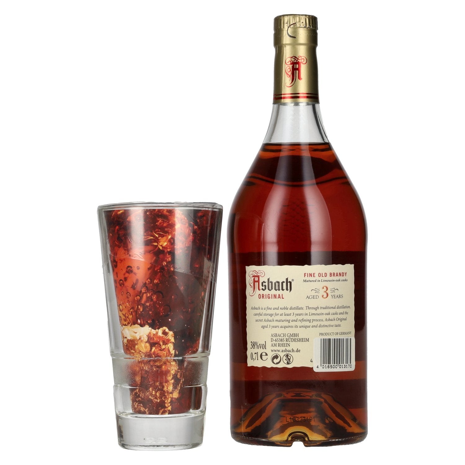 Asbach Original 3 years 38% Vol. 0,7l with glass