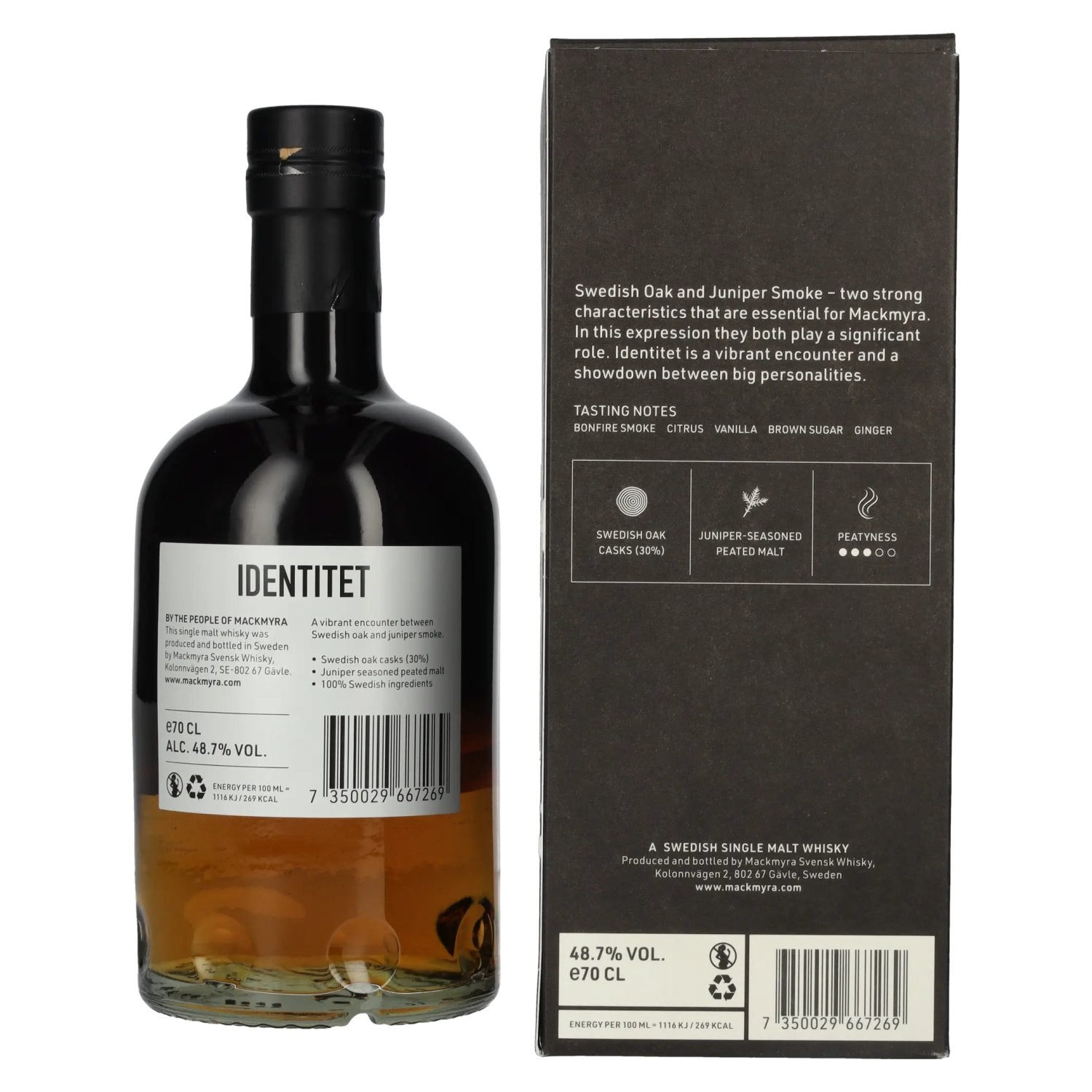Mackmyra IDENTITET Swedish Single Malt Whisky 48,7% Vol. 0,7l in gift box