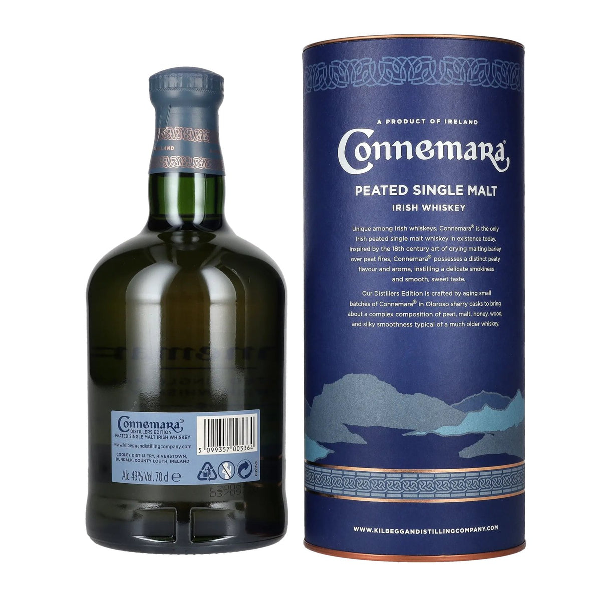 Connemara DISTILLERS EDITION : whisky irlandais single malt tourbé, 43 % vol., 0,7 l, dans un coffret cadeau