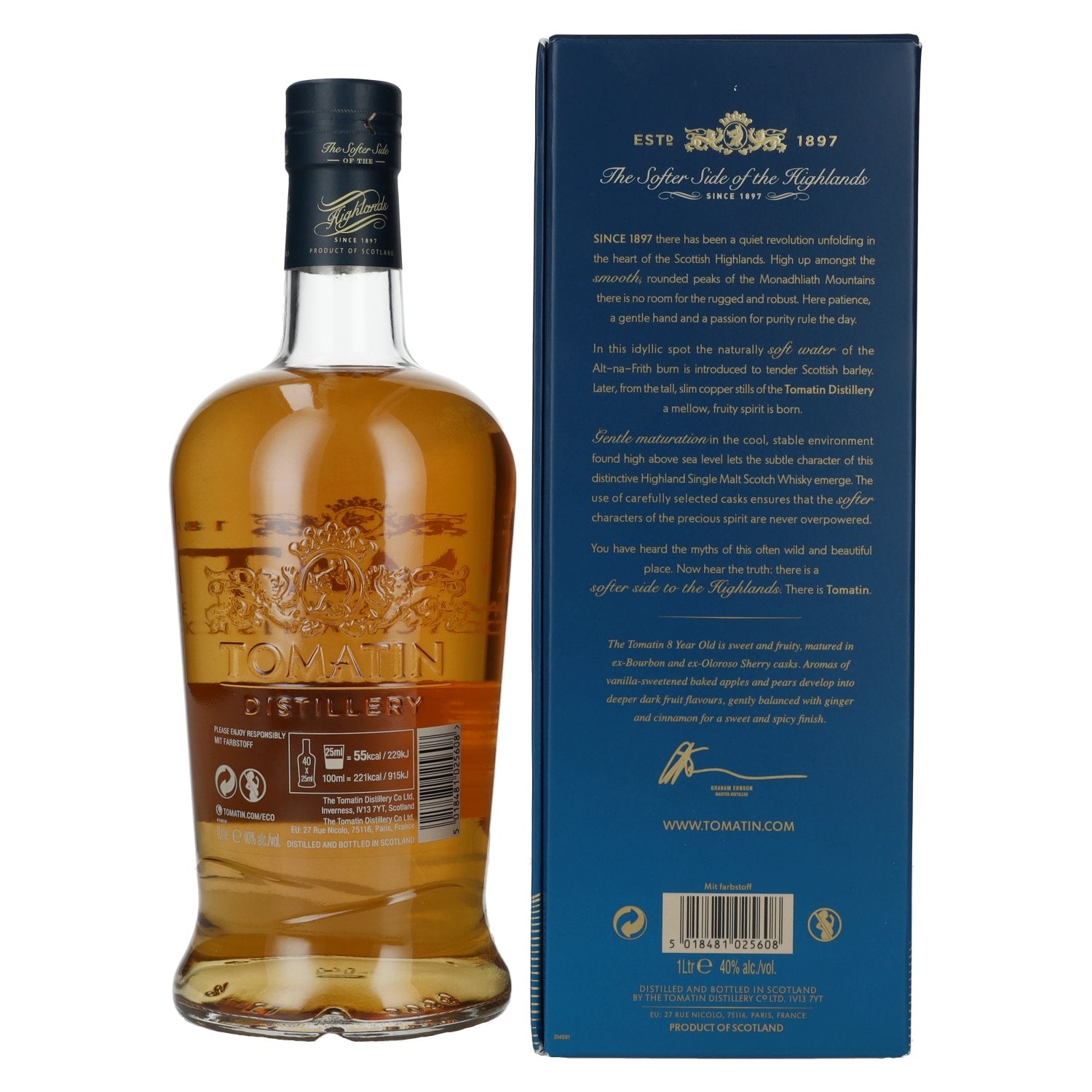 Tomatin 8 Jaar Oud BOURBON &amp; SHERRY CASKS Travel Retail Exclusief 40% Vol. 1l in geschenkverpakking