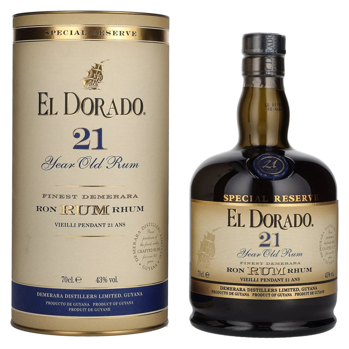 El Dorado 21 Years Old Finest Demerara Rum SPECIAL RESERVE 43% vol. 0.7 l in a gift box
