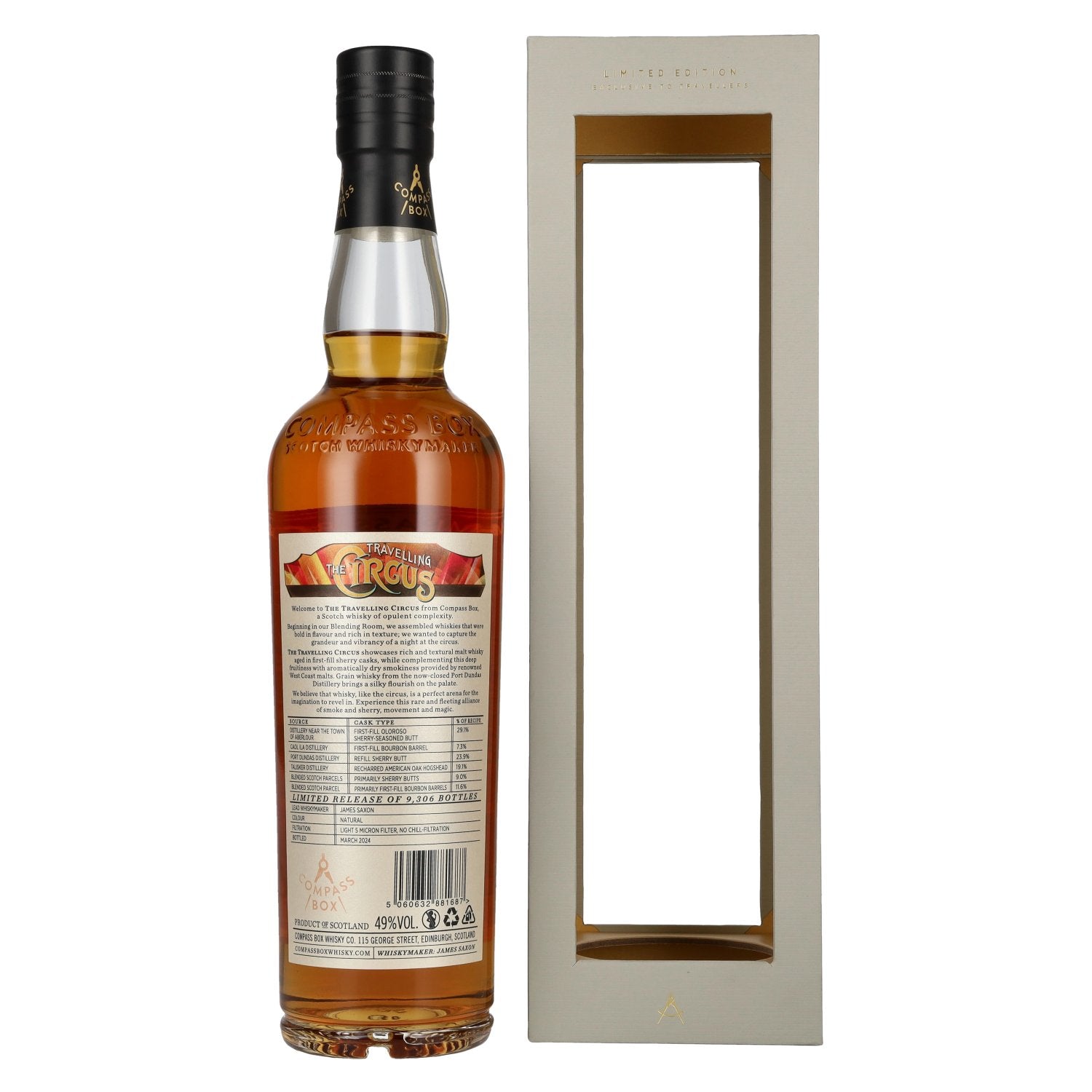 Compass Box TRAVELLING CIRCUS Blended Malt Limited Edition 49% Vol. 0,7l in geschenkverpakking
