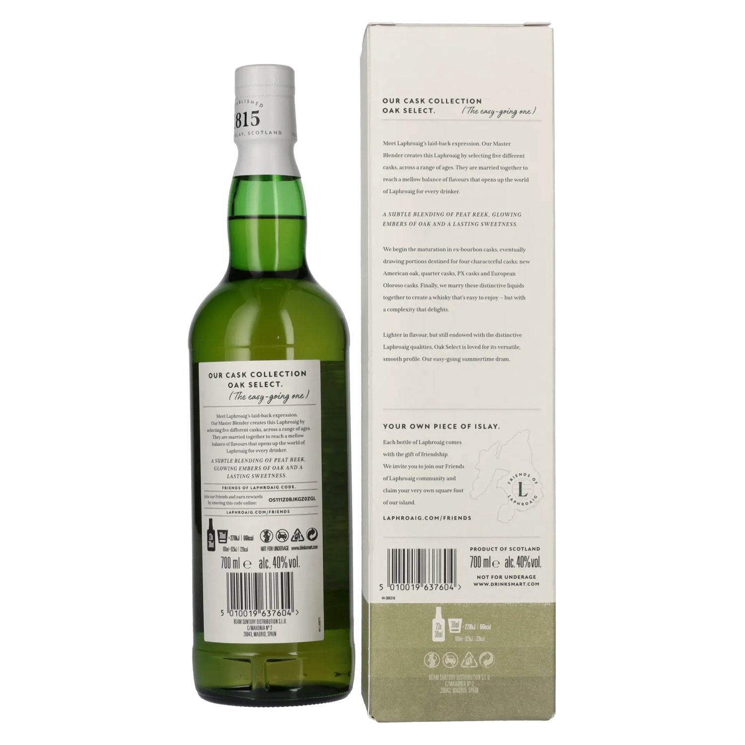 Laphroaig OAK SELECT Islay Single Malt Scotch Whisky 40% Vol. 0,7l in geschenkverpakking