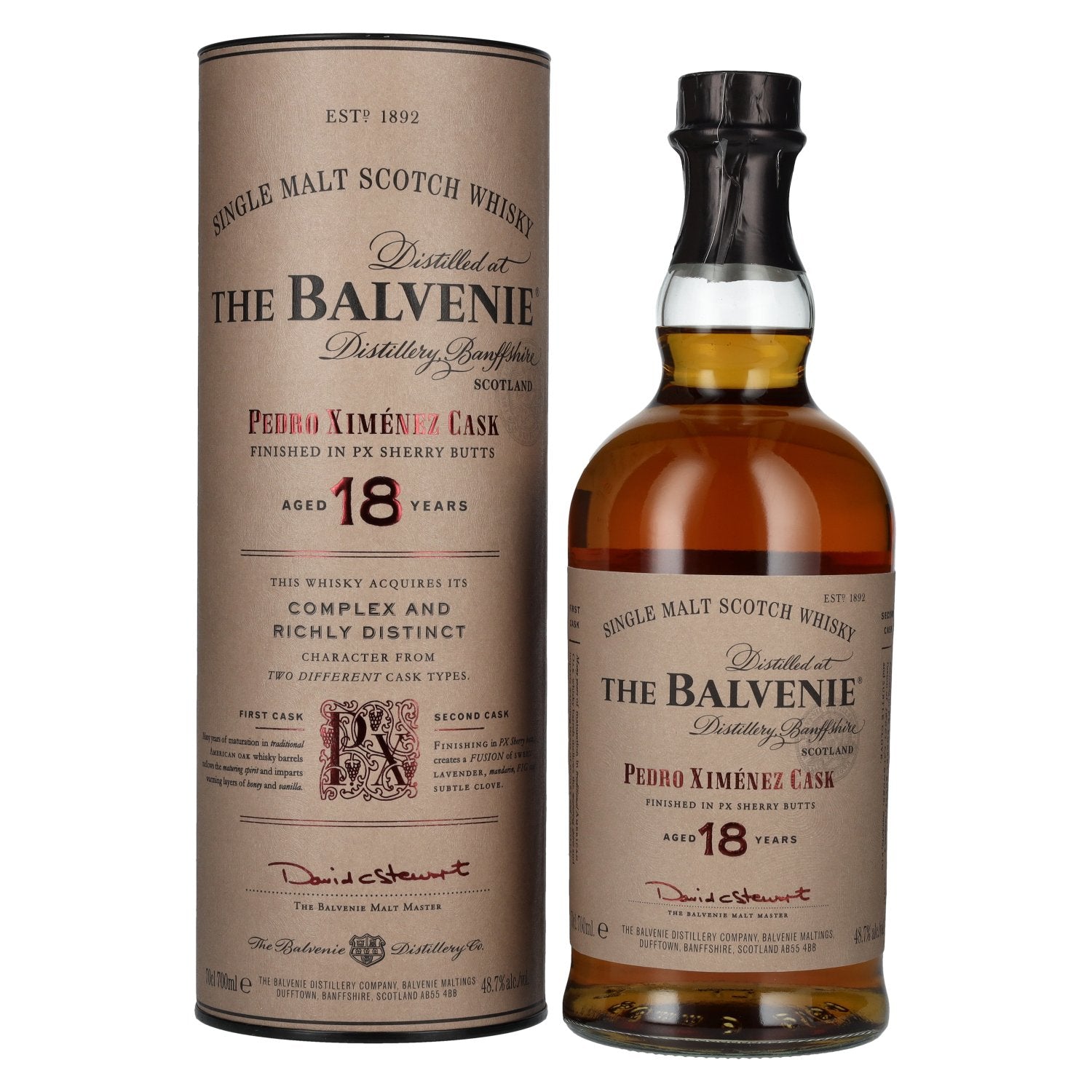 The Balvenie 18 Years Old Pedro Ximénez Cask 48,7% Vol. 0,7l in geschenkverpakking