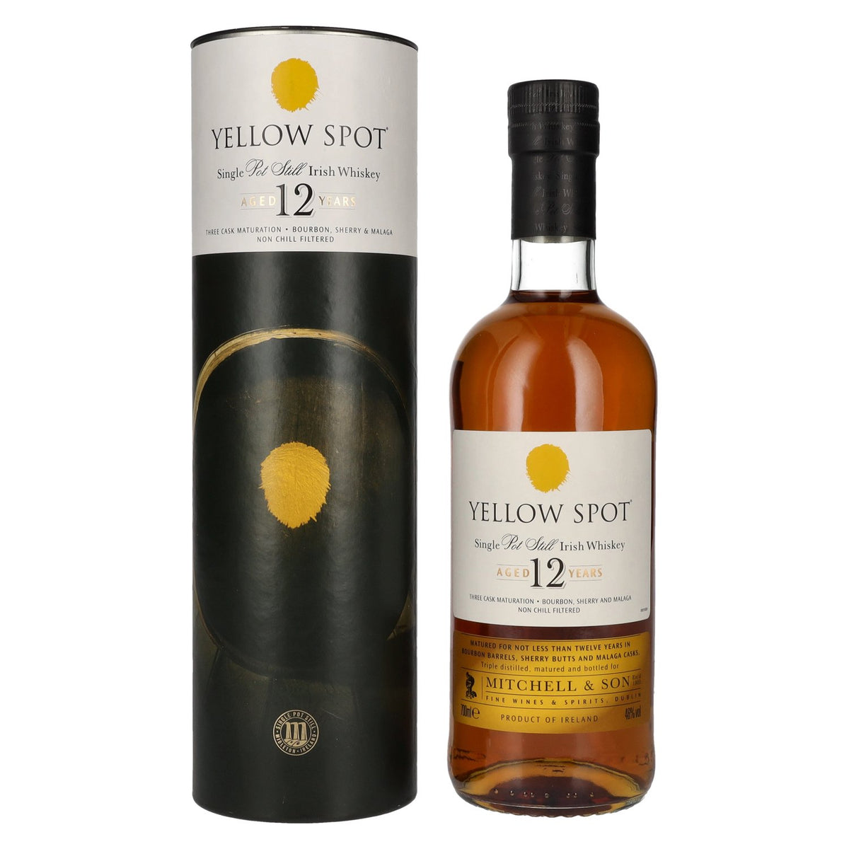 Yellow Spot 12 ans d'âge, whisky irlandais Single Pot Still, 46 % vol., 0,7 l, dans un coffret cadeau