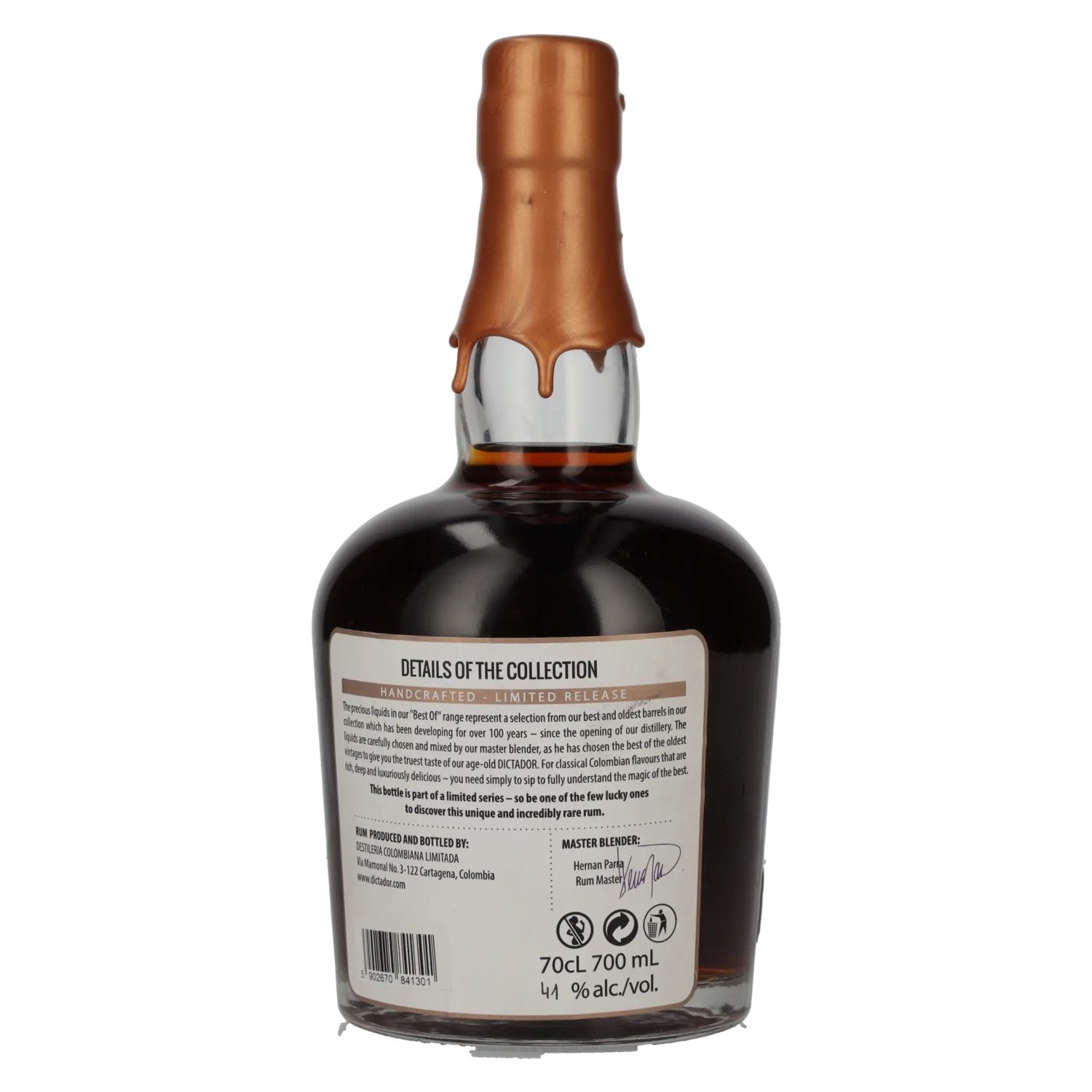 Dictador BEST OF 1972 APASIONADO Colombiaanse Rum 45YO/030317/EX-P030 41% Vol. 0,7l