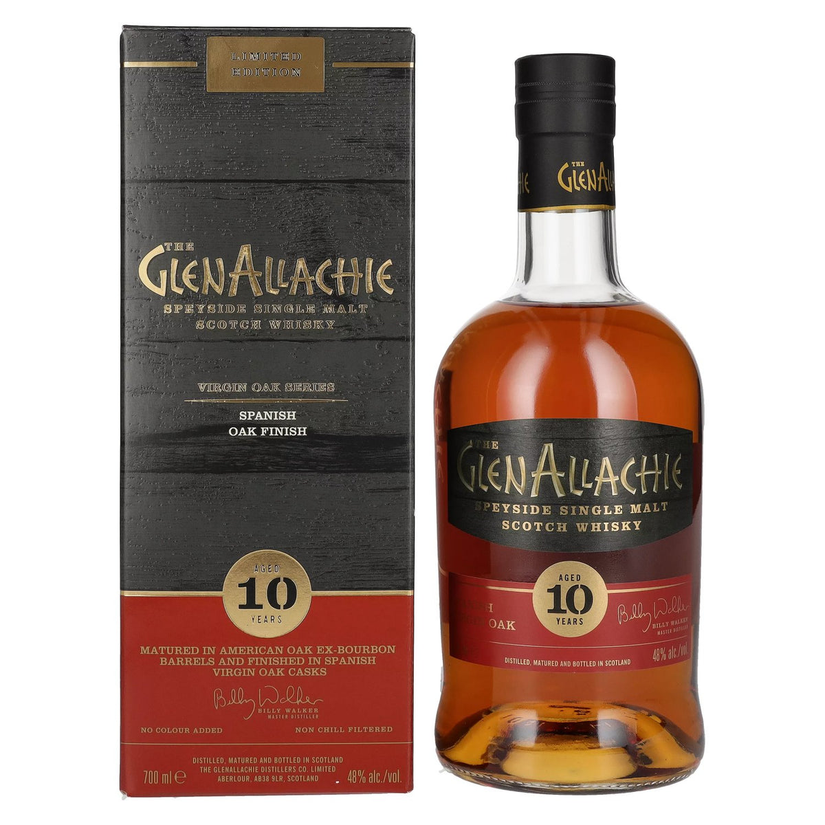 The GlenAllachie 10 Years Old SPANISH VIRGIN OAK FINISH 48% vol. 0.7l in a gift box
