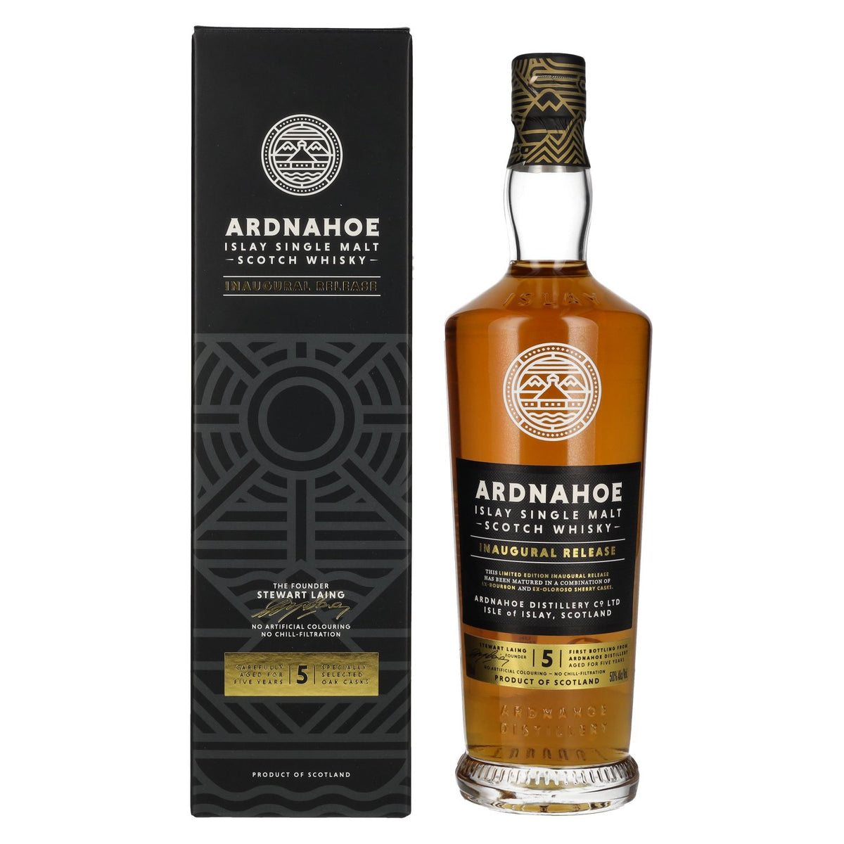 Ardnahoe 5 Years Old INAUGURAL RELEASE Islay Single Malt Scotch Whisky 50% vol. 0.7 l in a gift box