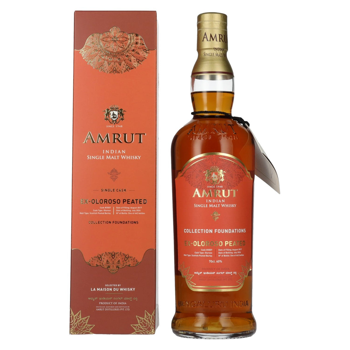 Amrut Ex-Oloroso Peated Indian Single Malt Whisky Collection Foundations 60% vol. 0.7 l in a gift box