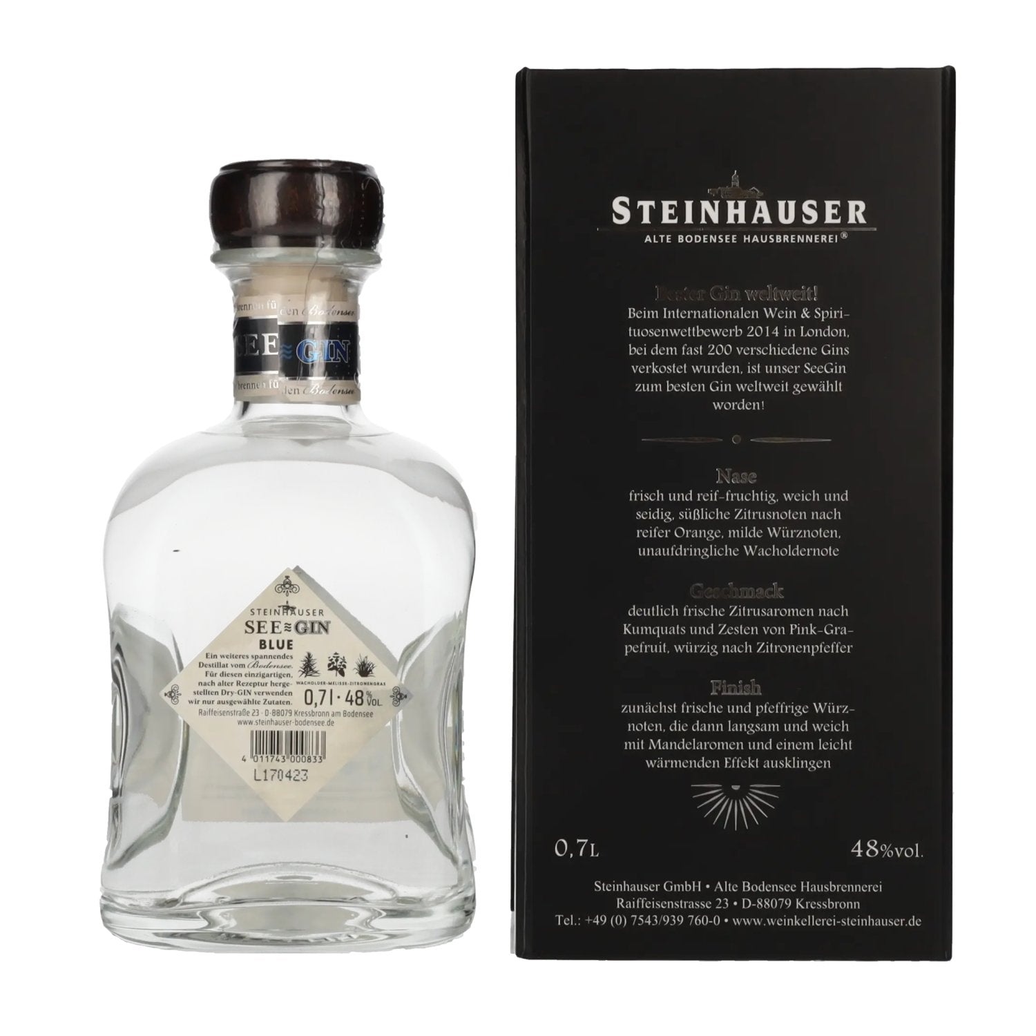 Steinhauser SeeGin Blue London Dry Gin 48% vol. 0.7l in geschenkverpakking