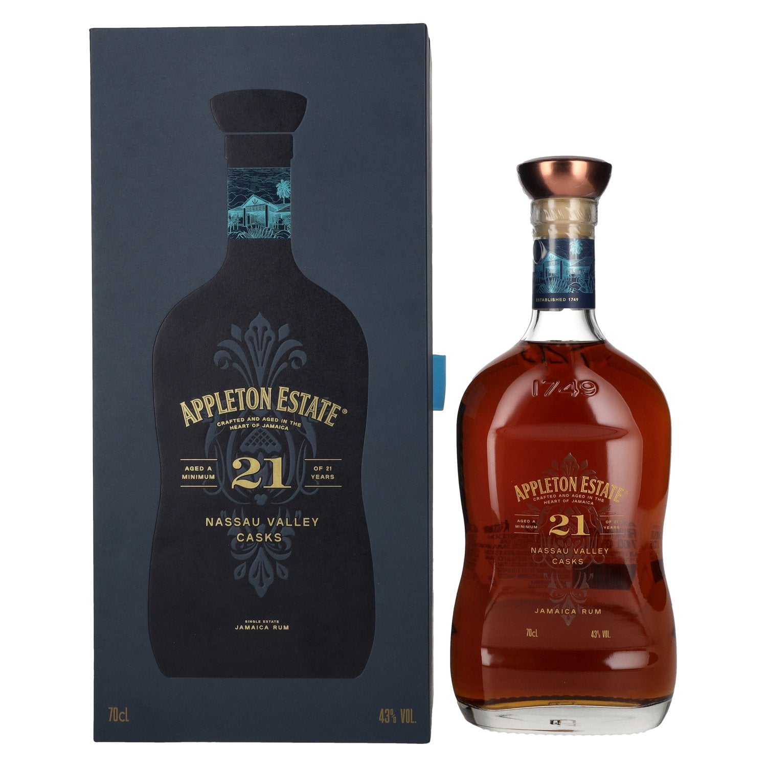 Appleton Estate 21 Years Old Jamaica Rum Nassau Valley Casks 43% Vol. 0,7l en coffret cadeau