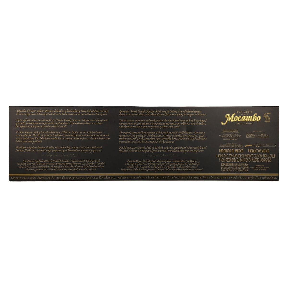 Mocambo Ron Añejo 10 ans Solera Édition limitée Anniversaire Buccaneer Pistol 40 % vol. 0,2 l dans un coffret cadeau avec 2 verres à shot