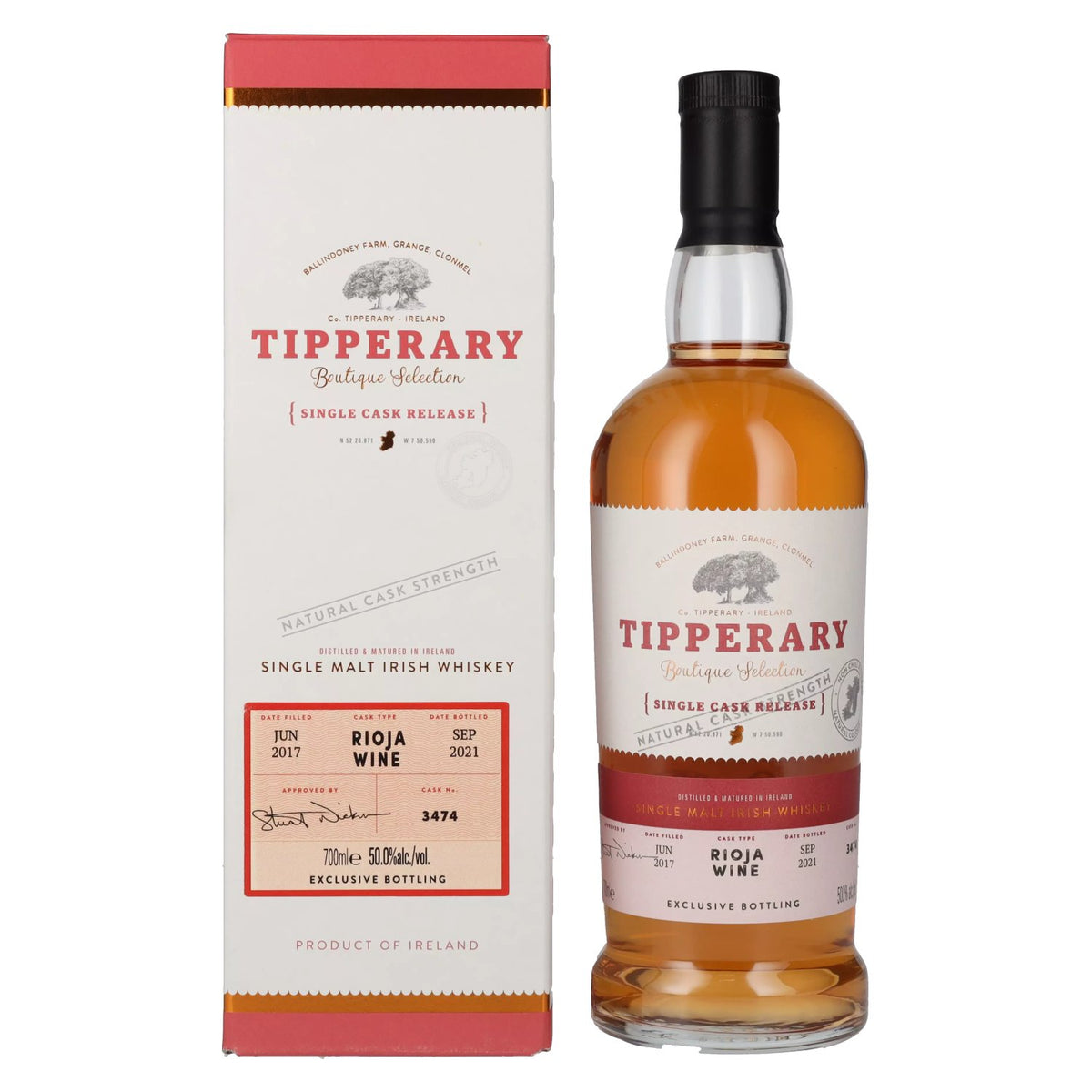 Tipperary Boutique Selection RIOJA WINE Cask Release 2017 50% vol. 0,7 l in geschenkverpakking
