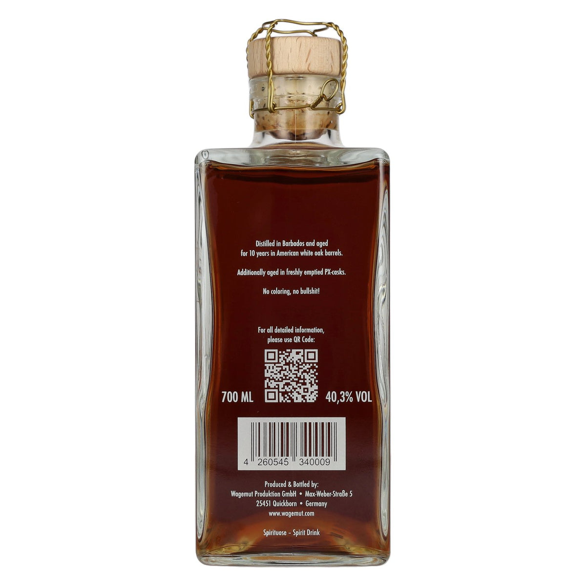 Wagemut van N. Kröger PX-CASK Barbados 40,3% vol. 0,7 l