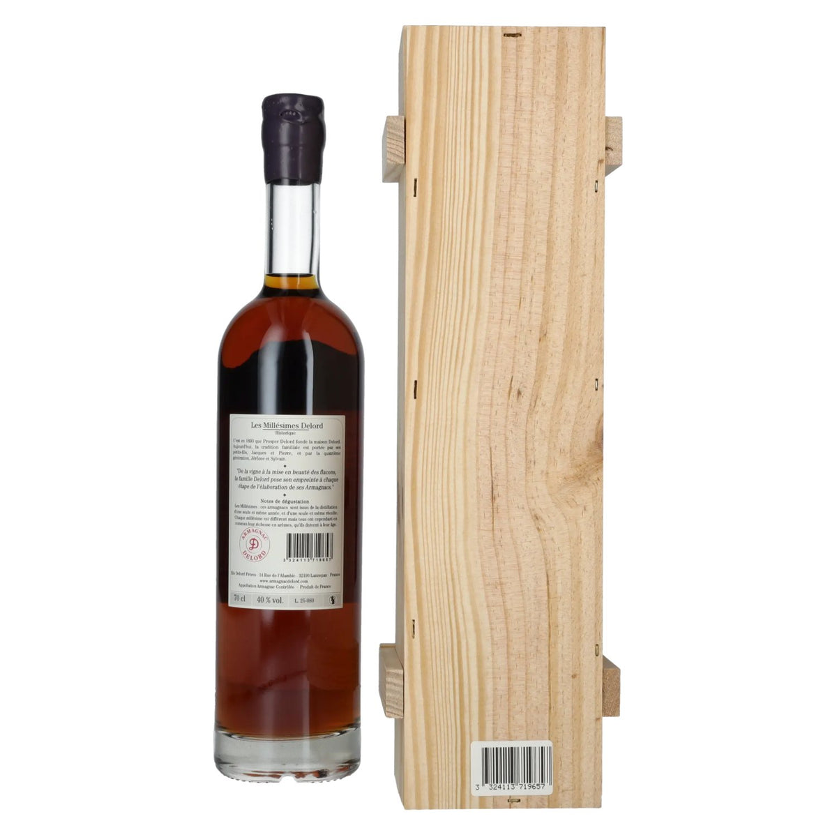 Vieux Armagnac Delord Vintage Récolte 1965 40 % vol. 0,7 l dans un coffret en bois