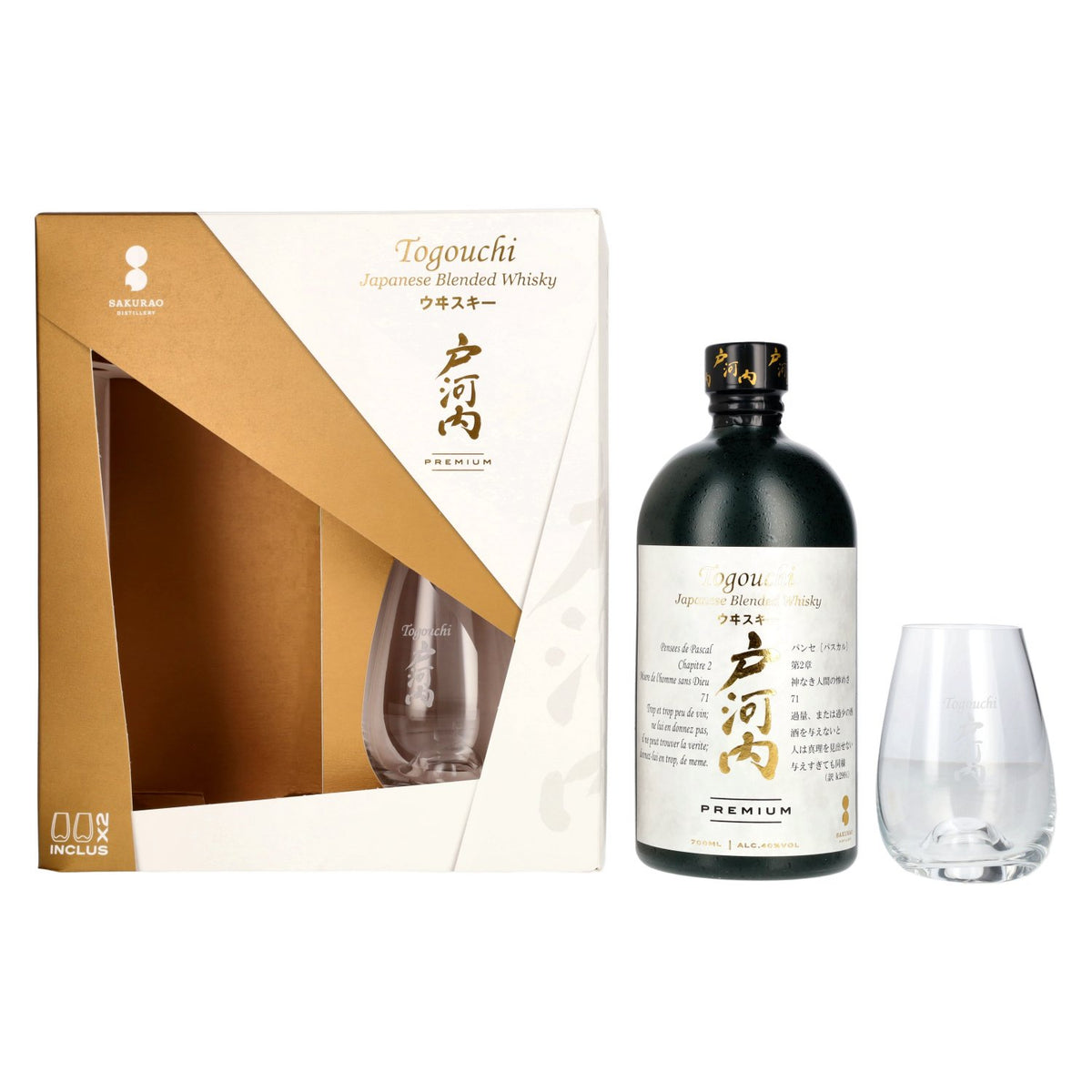 Togouchi Premium Japanese Blended Whisky 40% Vol. 0,7l in Geschenkbox mit 2 Gläsern
