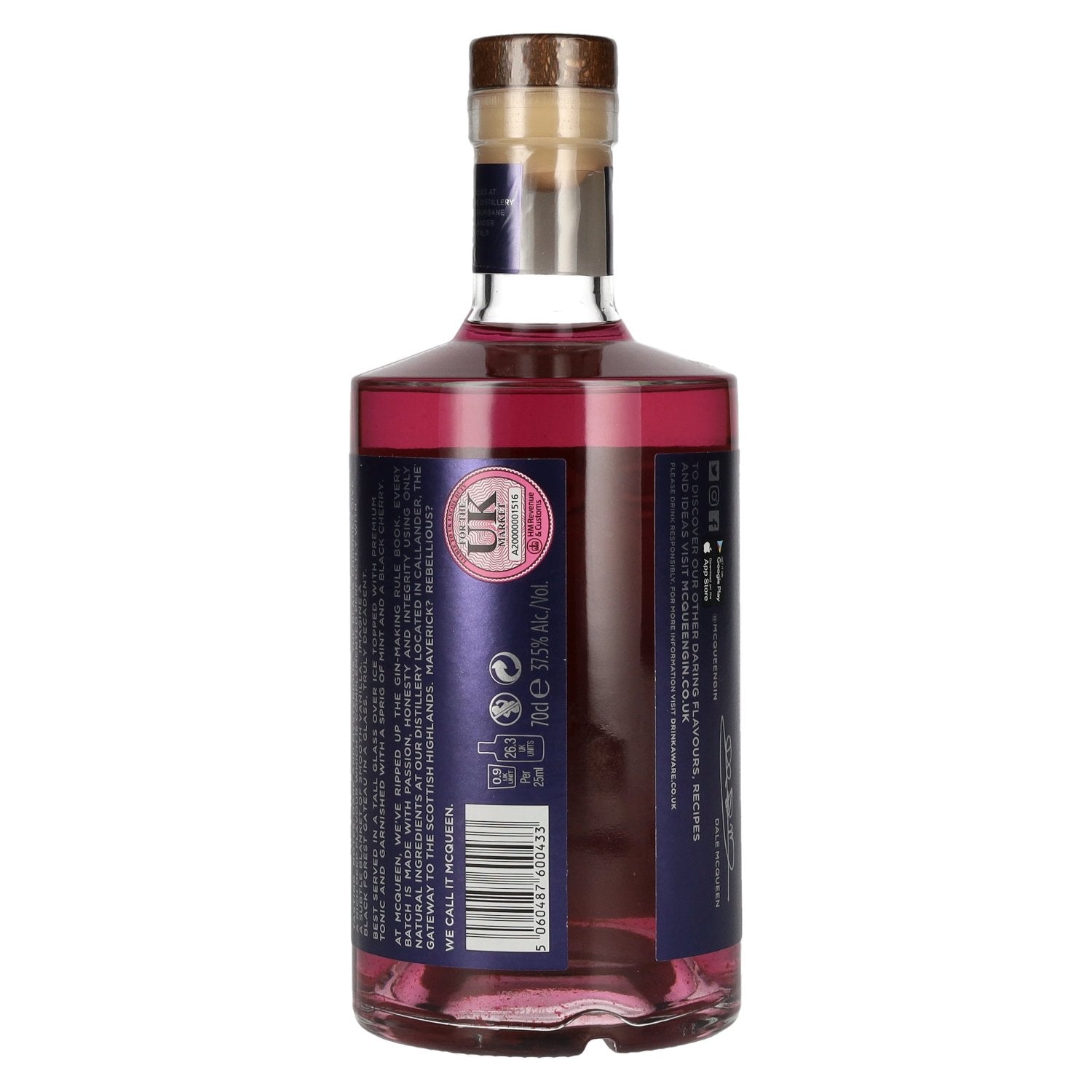 McQueen Black Cherry & Vanilla Scottish Gin 37,5% Vol. 0,7l