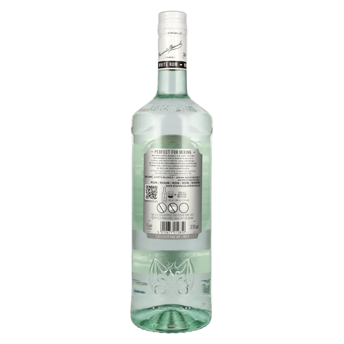 Bacardi Ron Carta Blanca Superior 37.5% vol. 1 litre