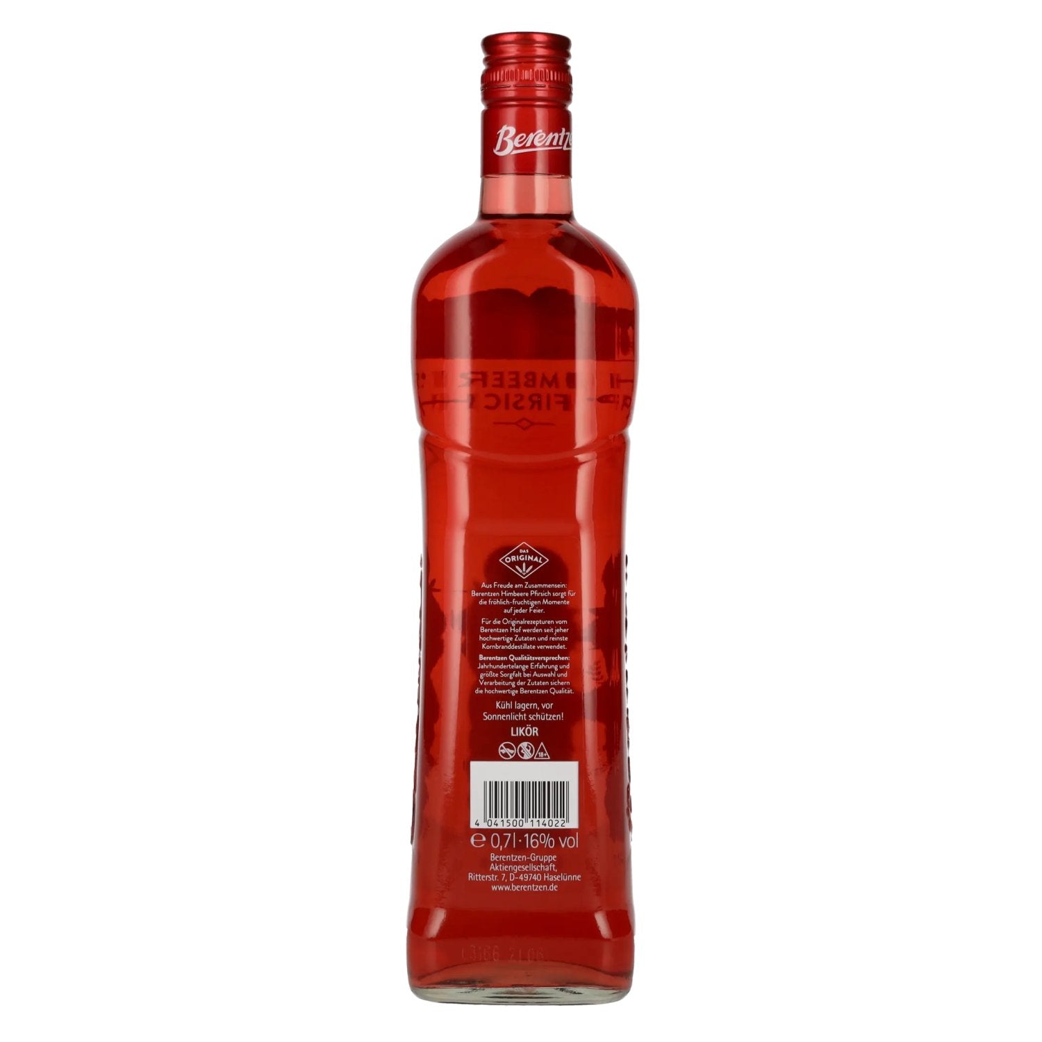 Berentzen Fruitige Framboos-Perzik Likeur 16% Vol. 0,7l