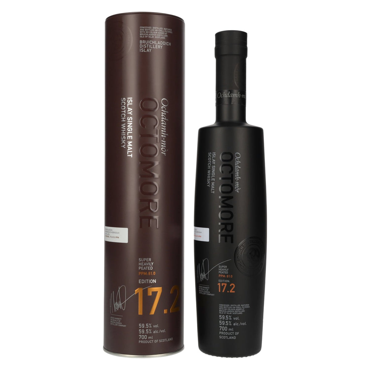 Octomore EDITION: 17.2 Super Heavily Peated Islay Single Malt, uitgave 2026, 59,5% vol., 0,7 l in blikken doos