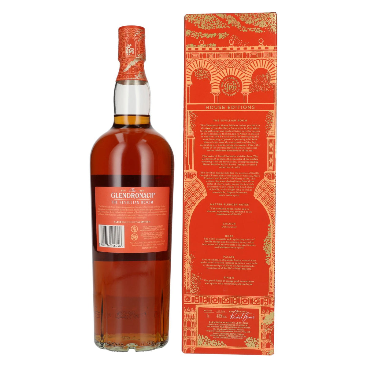The GlenDronach House Editions THE SEVILLIAN ROOM Highland Single Malt 43% vol. 1 l in geschenkverpakking