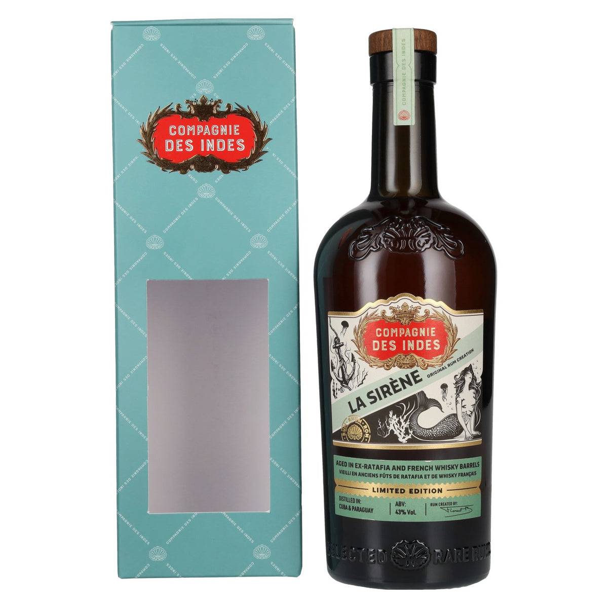 Compagnie des Indes LA SIRÈNE Rhum Original Édition limitée 43 % vol. 0,7 l dans un coffret cadeau