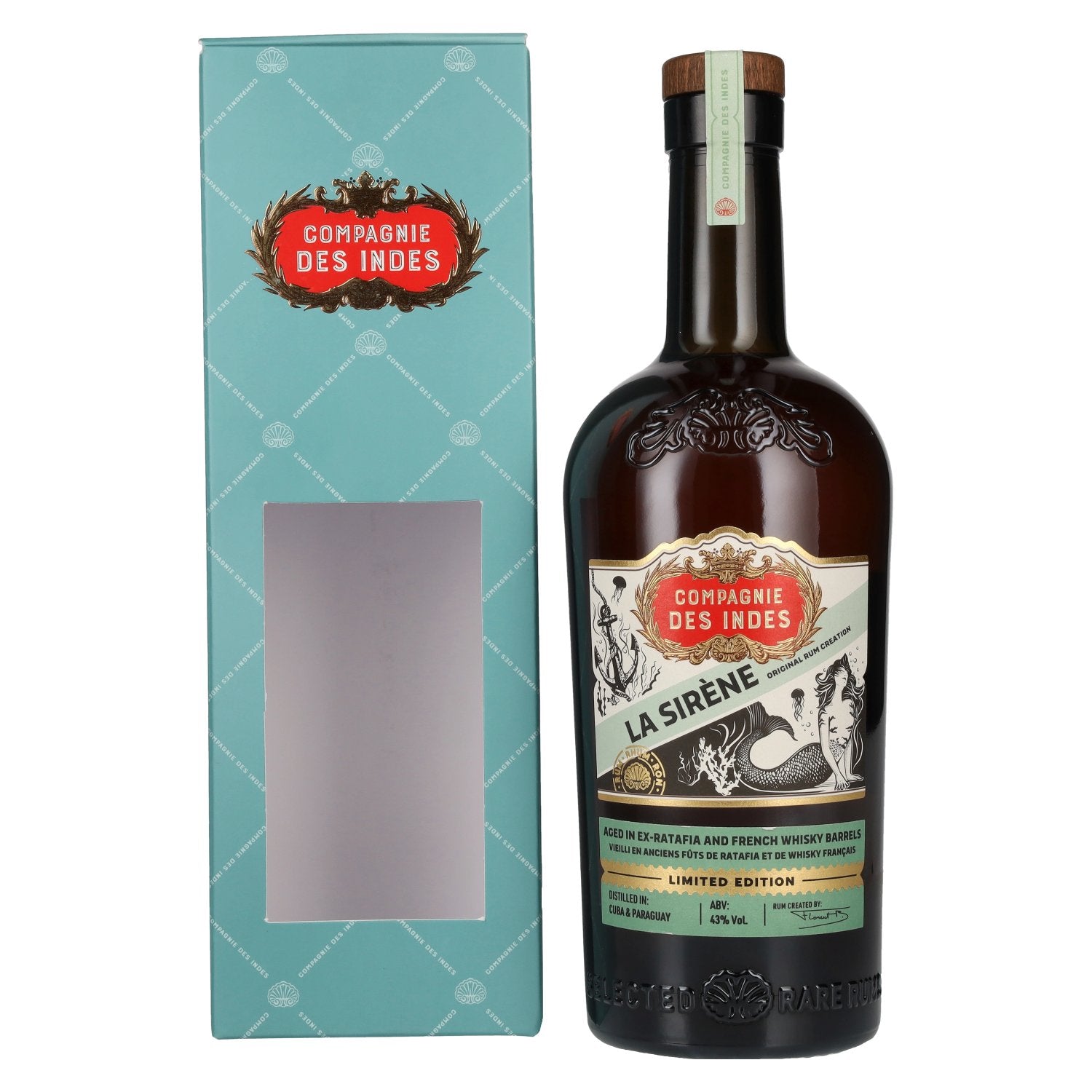 Compagnie des Indes LA SIRÈNE Original Rum Limited Edition 43% vol. 0,7l en coffret cadeau