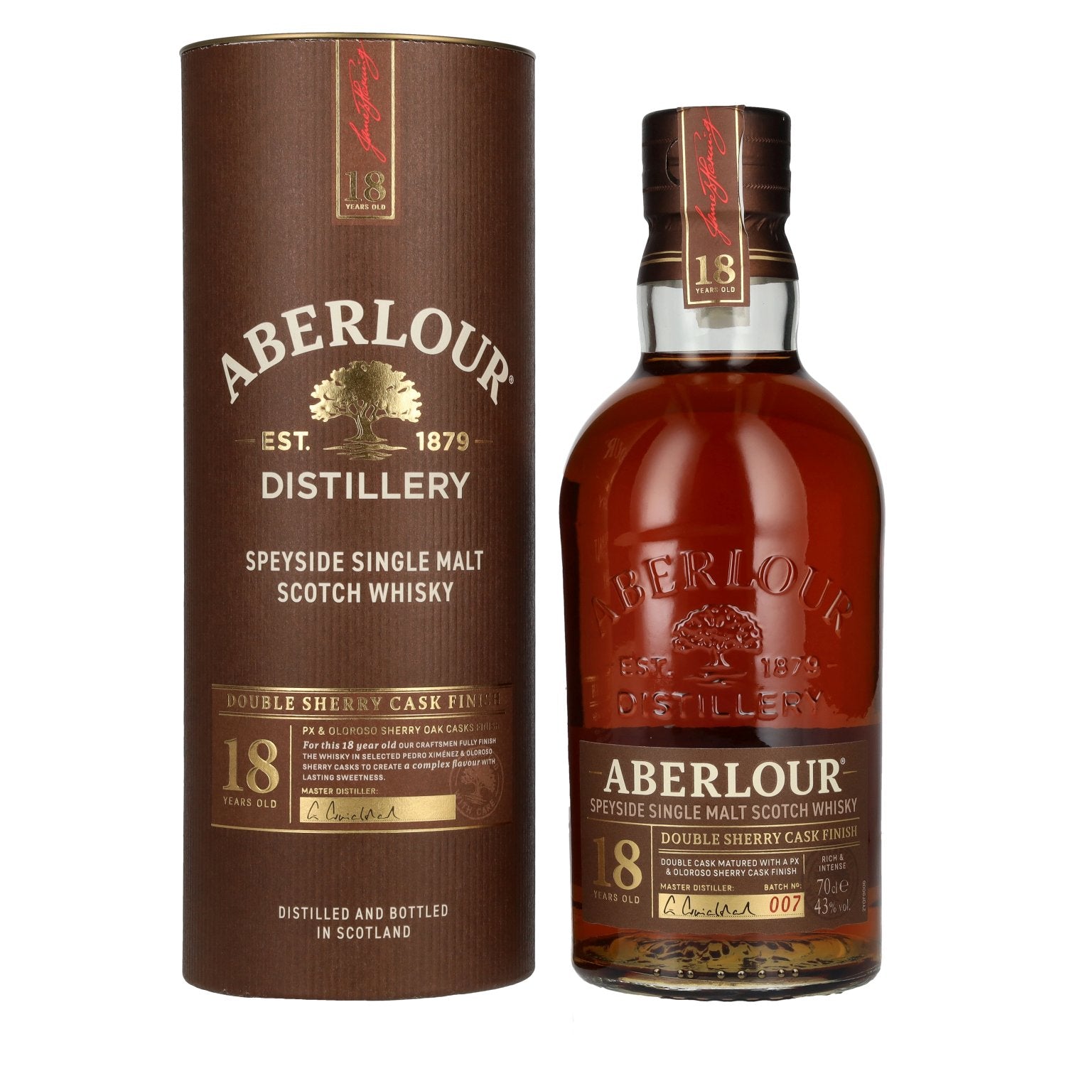 Aberlour 18 Years Old Double Sherry Cask Finish Batch nr. 007 43% vol. 0,7 l in geschenkverpakking