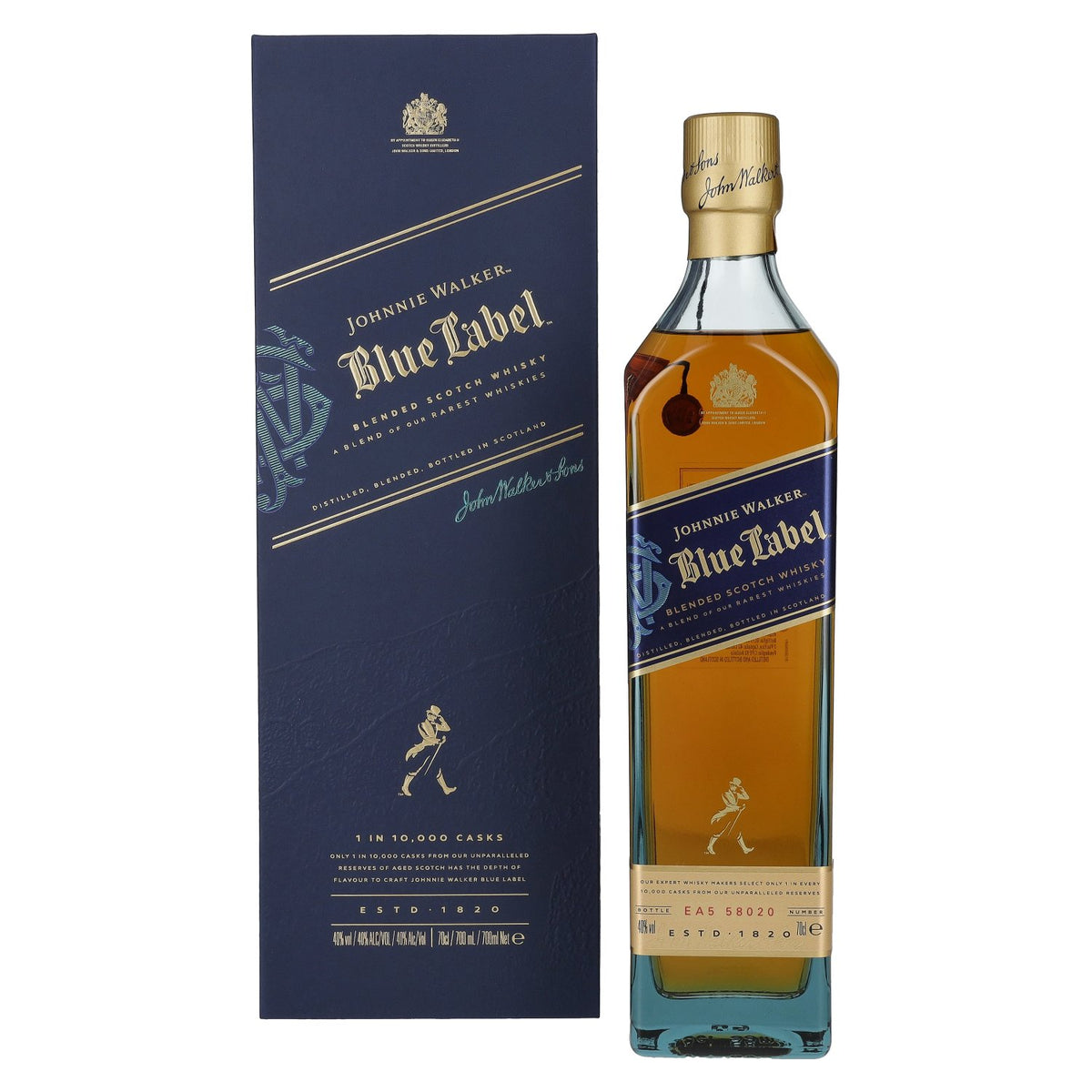 Johnnie Walker Blue Label Blended Scotch Whisky 40% ABV, 0.7 litres, in a gift box