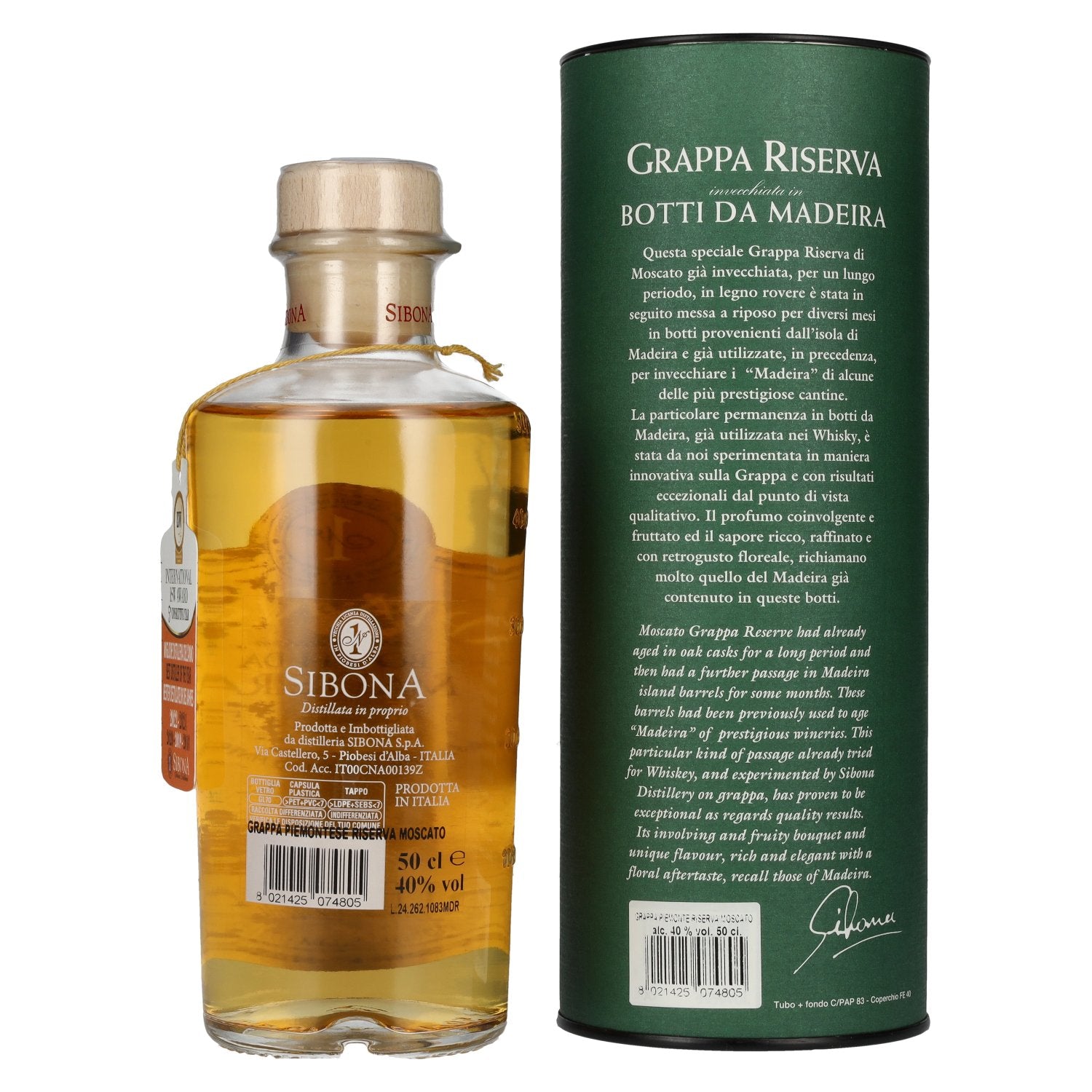 Sibona GRAPPA RISERVA Botti Da MADEIRA 40% vol. 0,5l en boîte cadeau