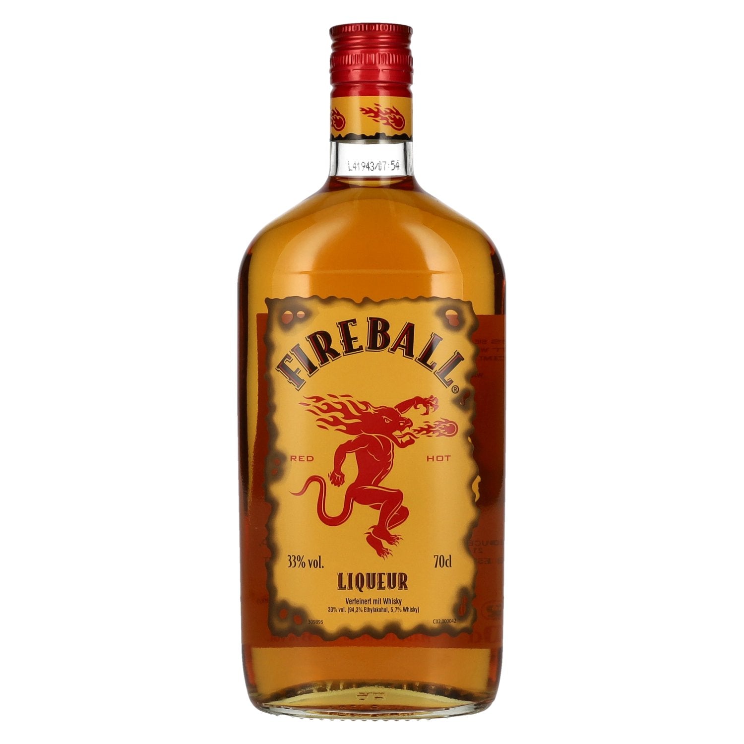 Fireball RED HOT Liqueur avec Cinnamon &amp; Whisky 33% Vol. 0,7l