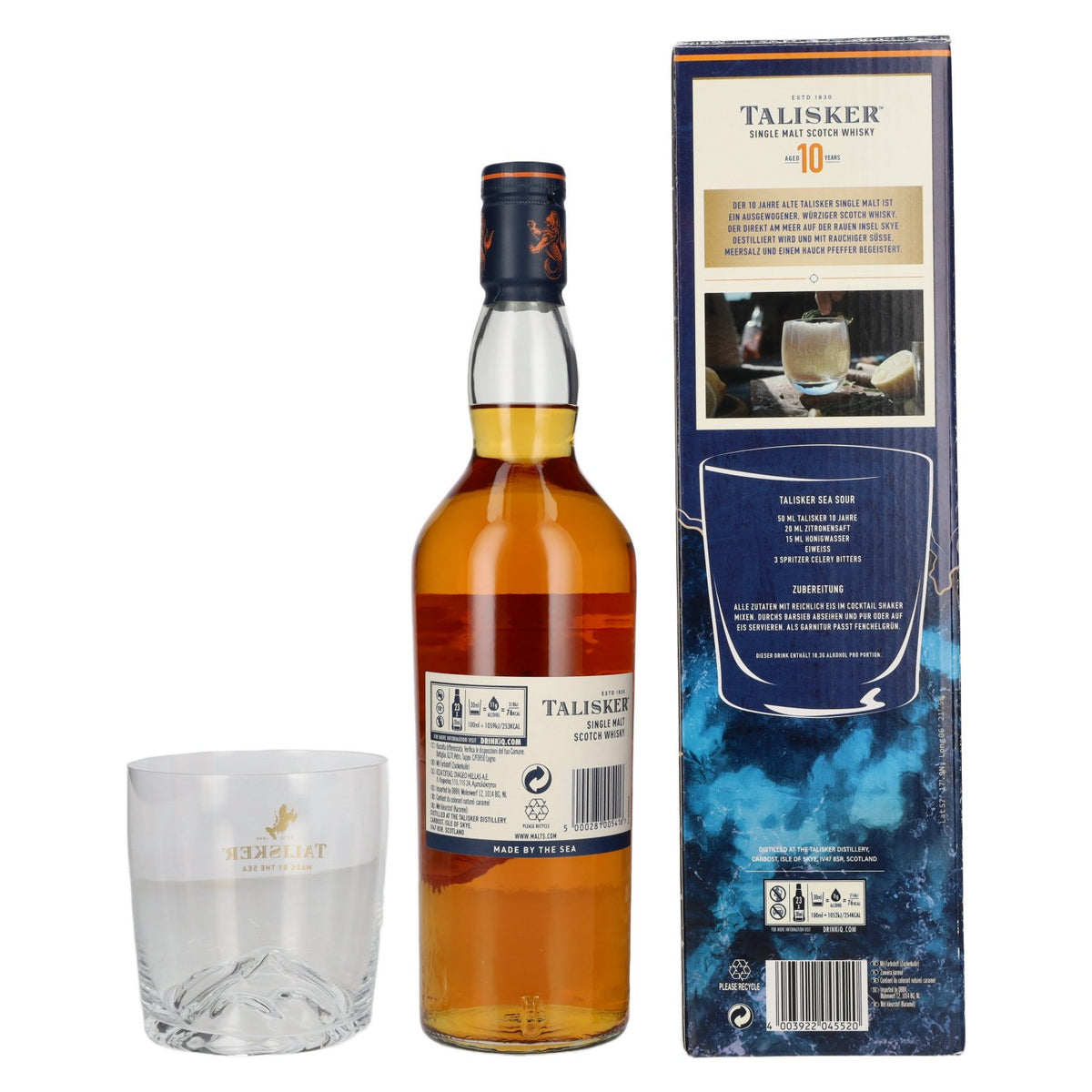 Talisker 10 Years Old Single Malt Scotch Whisky 45,8% Vol. 0,7l in Geschenkbox mit Tumbler Glas