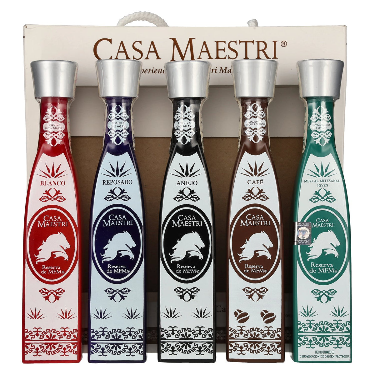 Coffret cadeau Casa Maestri MFM Tequila 40 % vol. 5 x 0,1 l
