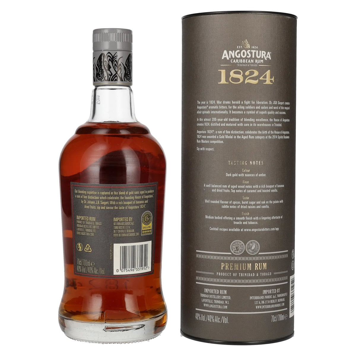 Angostura 1824 Premium Caribbean Rum 40 % vol., 0,7 l, dans un coffret cadeau