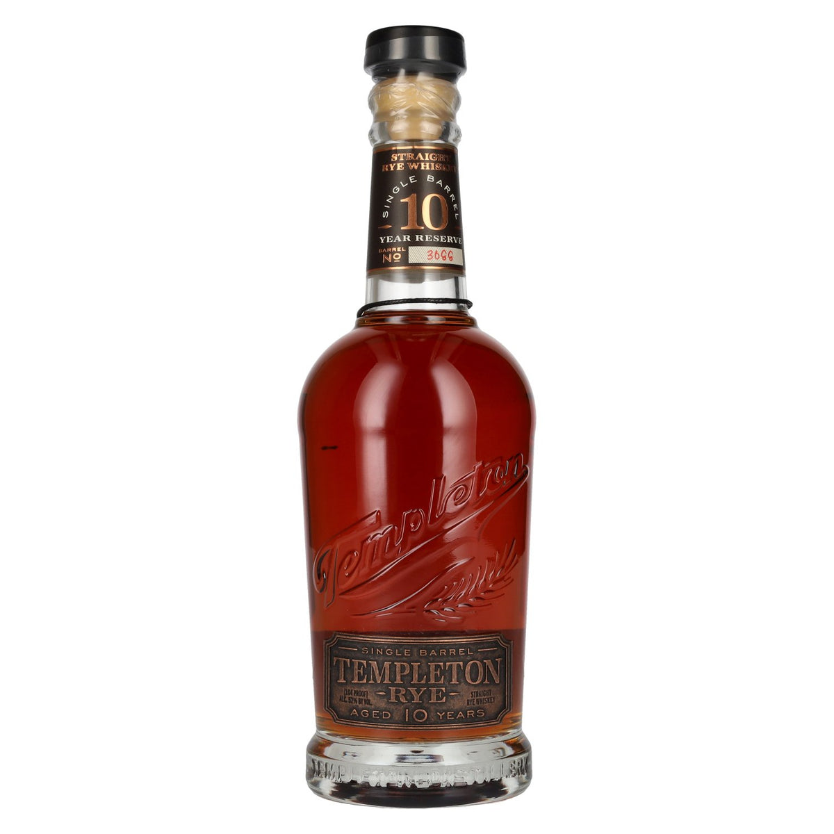 Templeton Rye Whiskey 10 Years Old SINGLE BARREL Straight Rye Whiskey 52% vol. 0.7 l