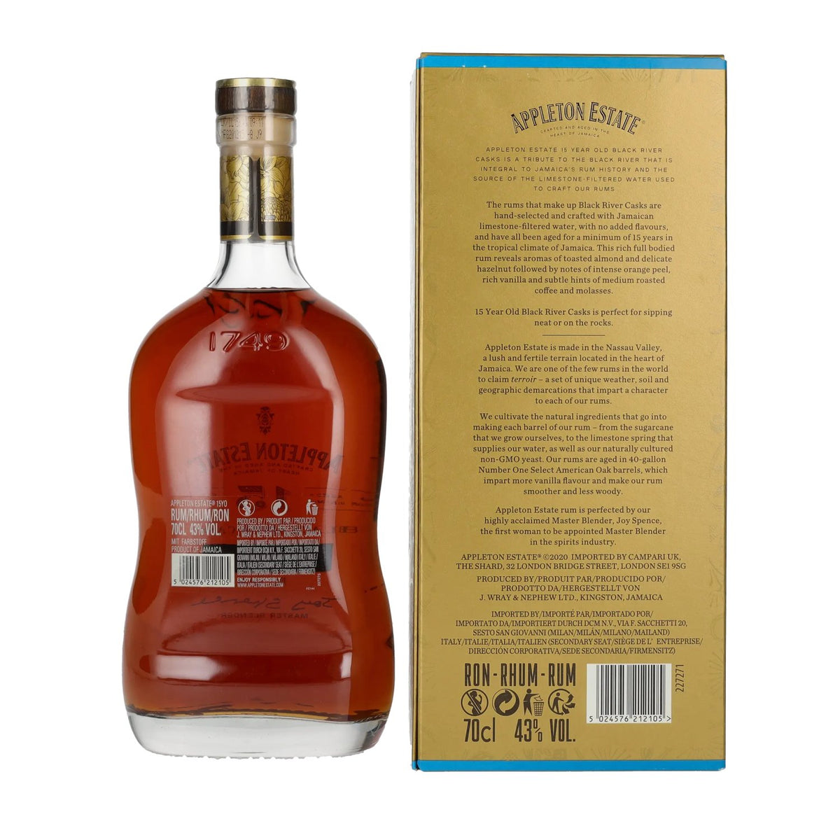 Appleton Estate 15 Years Old BLACK RIVER CASKS Jamaicaanse rum 43% vol. 0,7 l in geschenkverpakking
