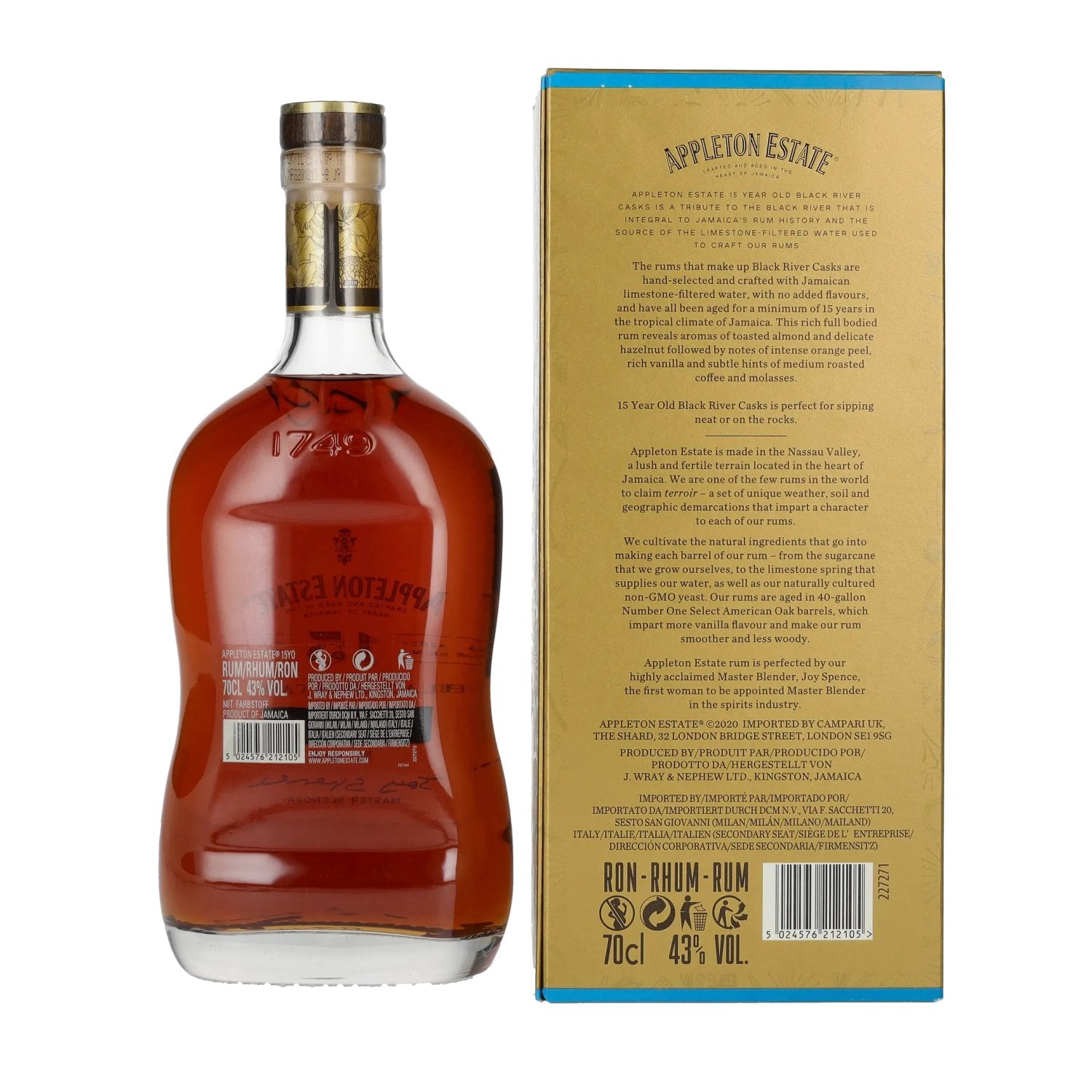 Appleton Estate 15 Years Old BLACK RIVER CASKS Rhum Jamaica 43% vol. 0,7l en coffret cadeau