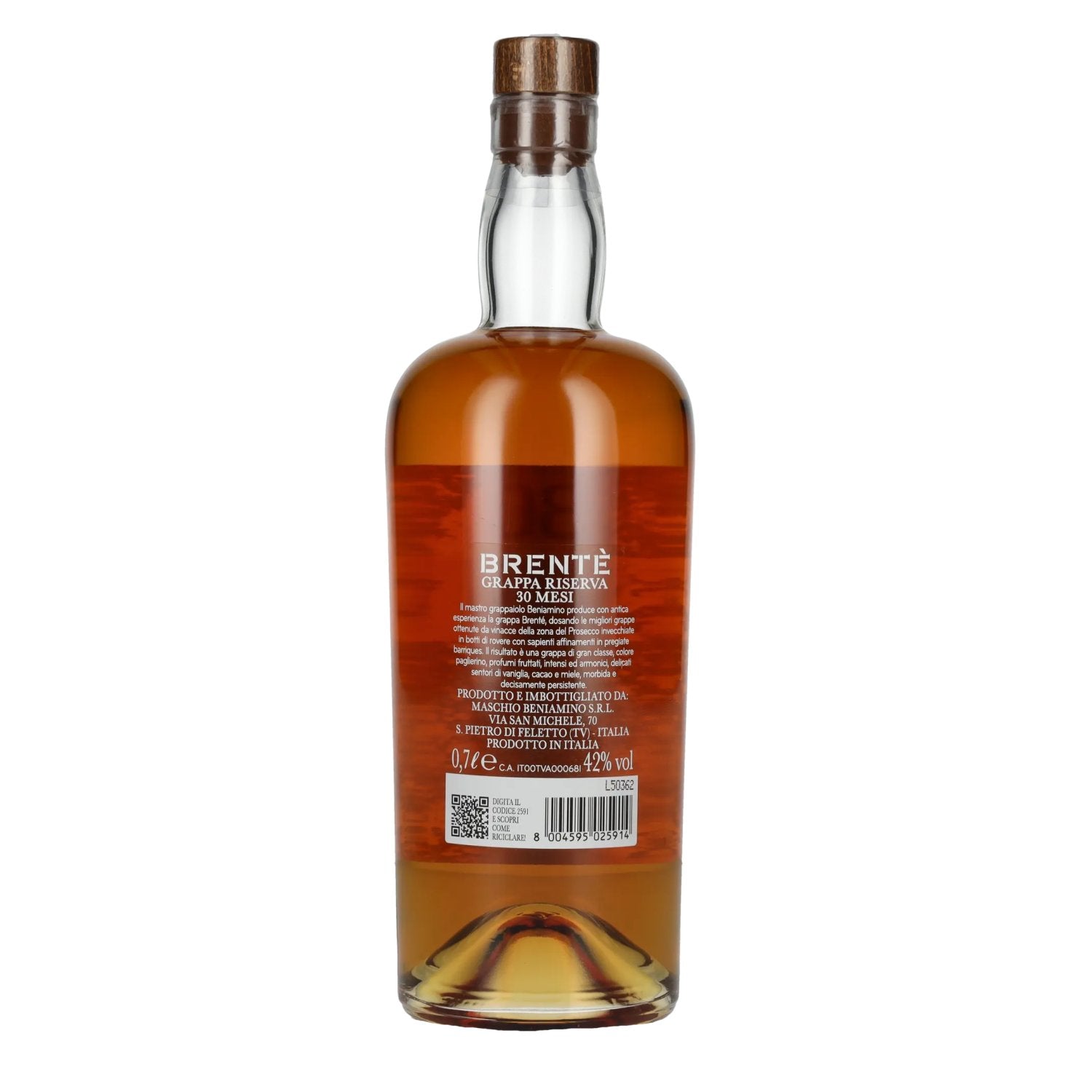 Beniamino Maschio 30 Mesi BRENTÈ Grappa Riserva Artigianale Barrique 42% Vol. 0,7l