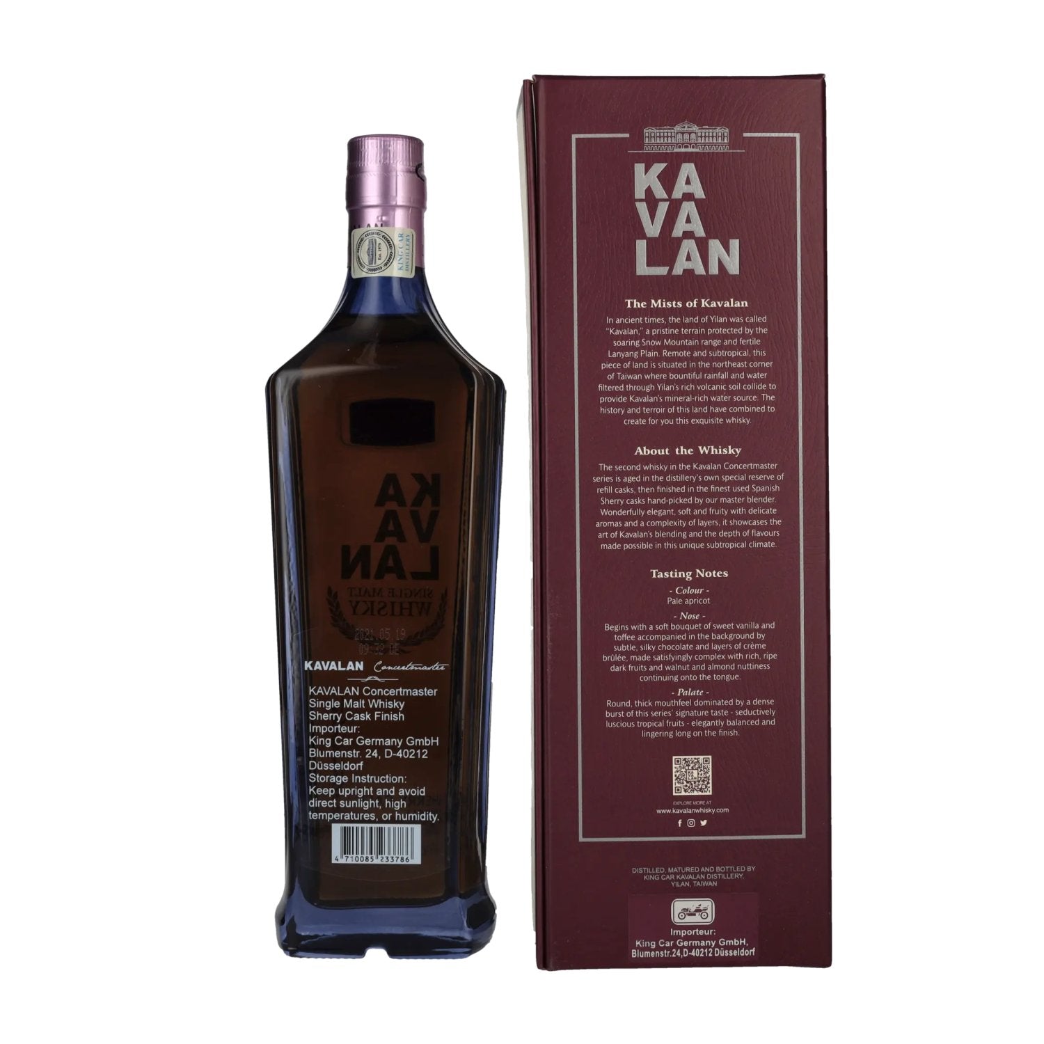 Kavalan CONCERTMASTER Sherry Cask Finish Single Malt Whisky 40% Vol. 0,7l in geschenkverpakking