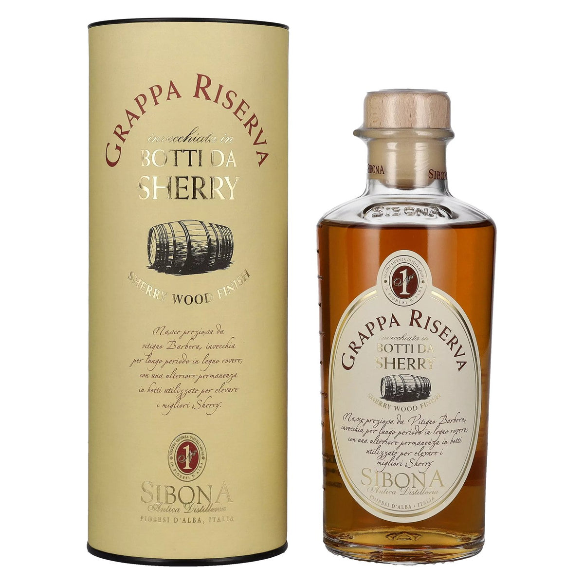 Sibona GRAPPA RISERVA Botti da SHERRY 40% vol. 0.5l in a gift box
