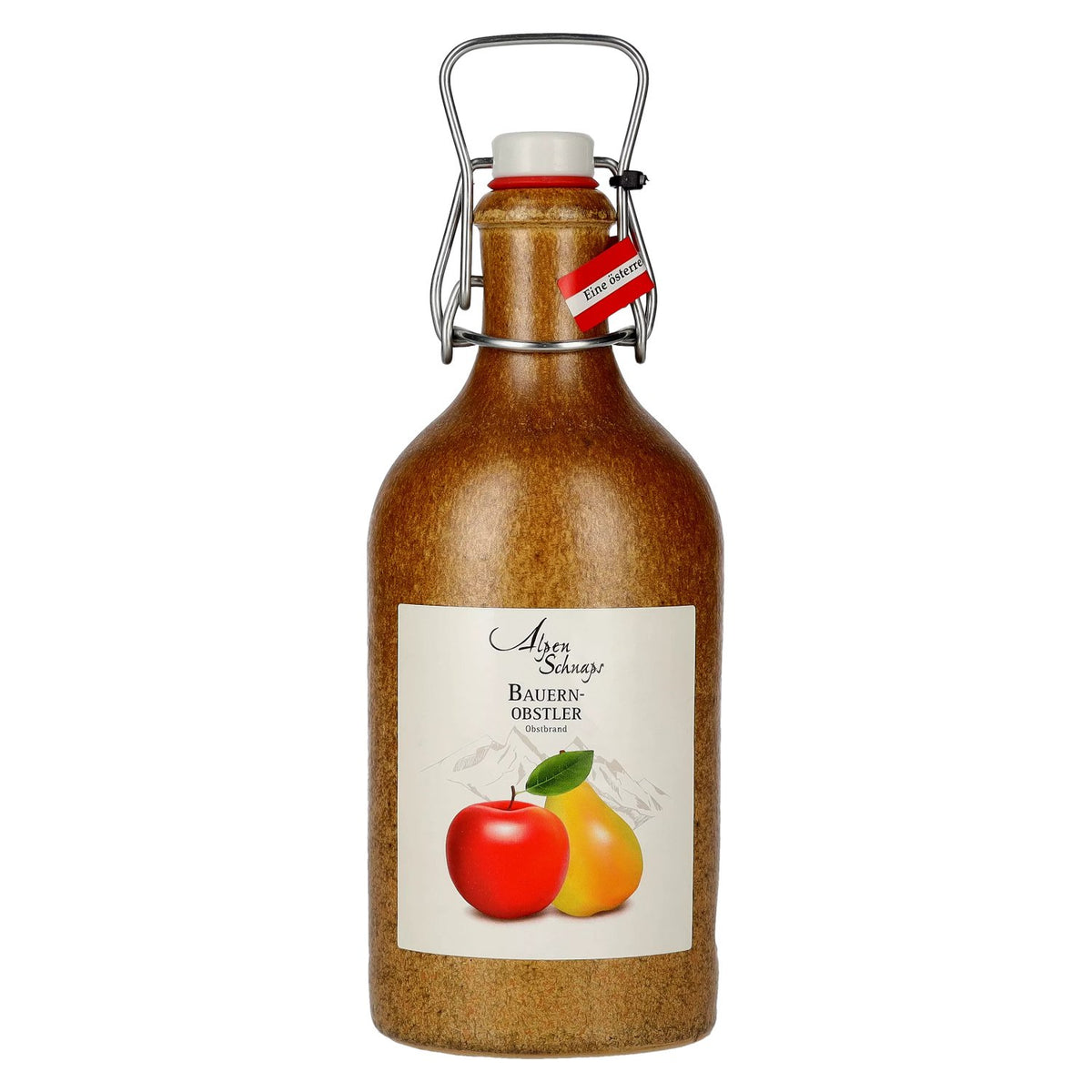 Nannerl Alpenschnaps BAUERN-OBSTLER 38% vol. 0,5 l in een aardewerken kruik