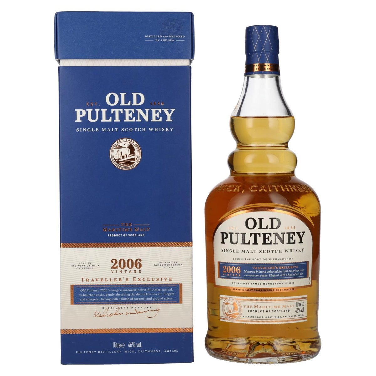 Old Pulteney TRAVELLER'S EXCLUSIVE Vintage 2006 46% ABV 1l in a gift box