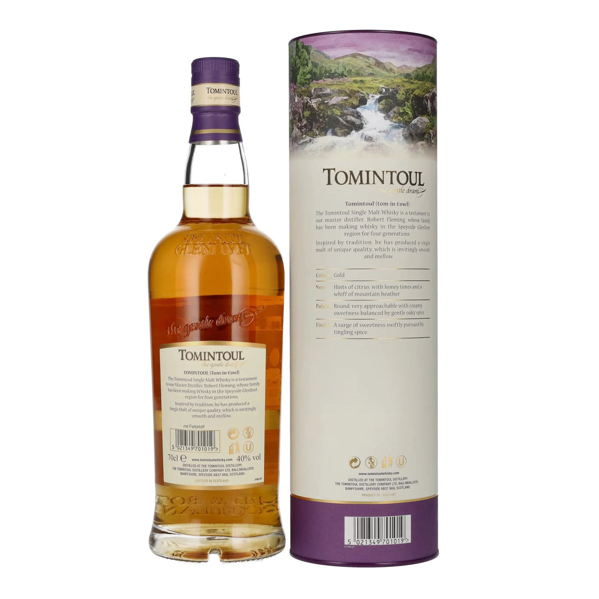 Tomintoul 10-Year-Old Single Malt Scotch Whisky, 40% vol., 0.7 litres, in a gift box