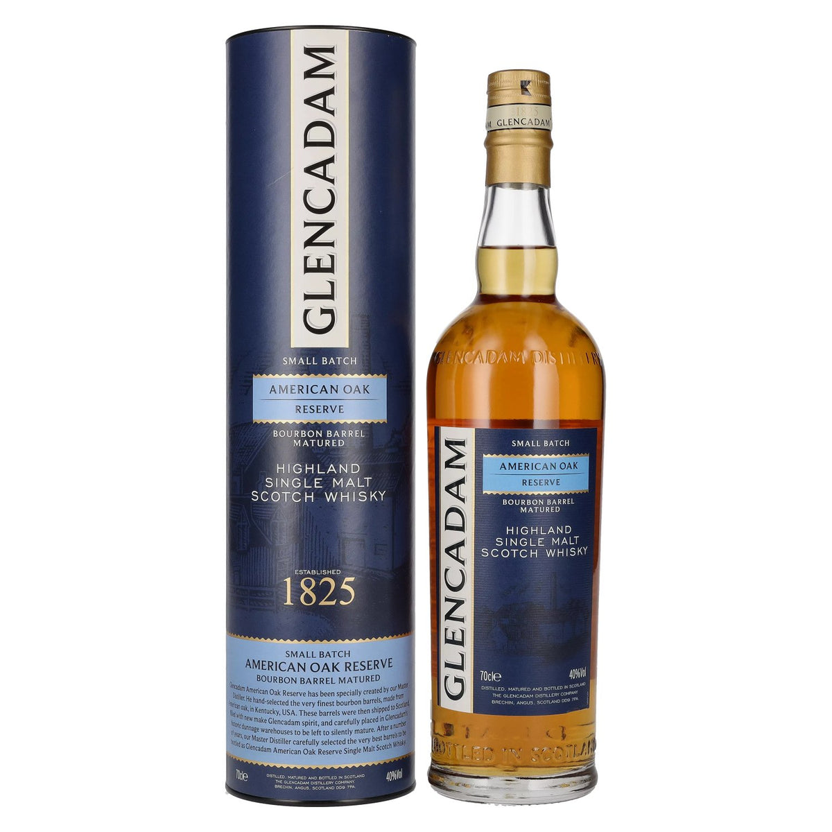 Glencadam Small Batch AMERICAN OAK Reserve, vieilli en fûts de bourbon, 40 % vol., 0,7 l, dans un coffret cadeau