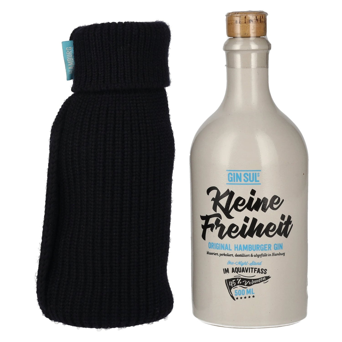 Gin Sul « Kleine Freiheit » – Gin original de Hambourg, 45 % vol., 0,5 l, avec housse en tissu « Second Skin »