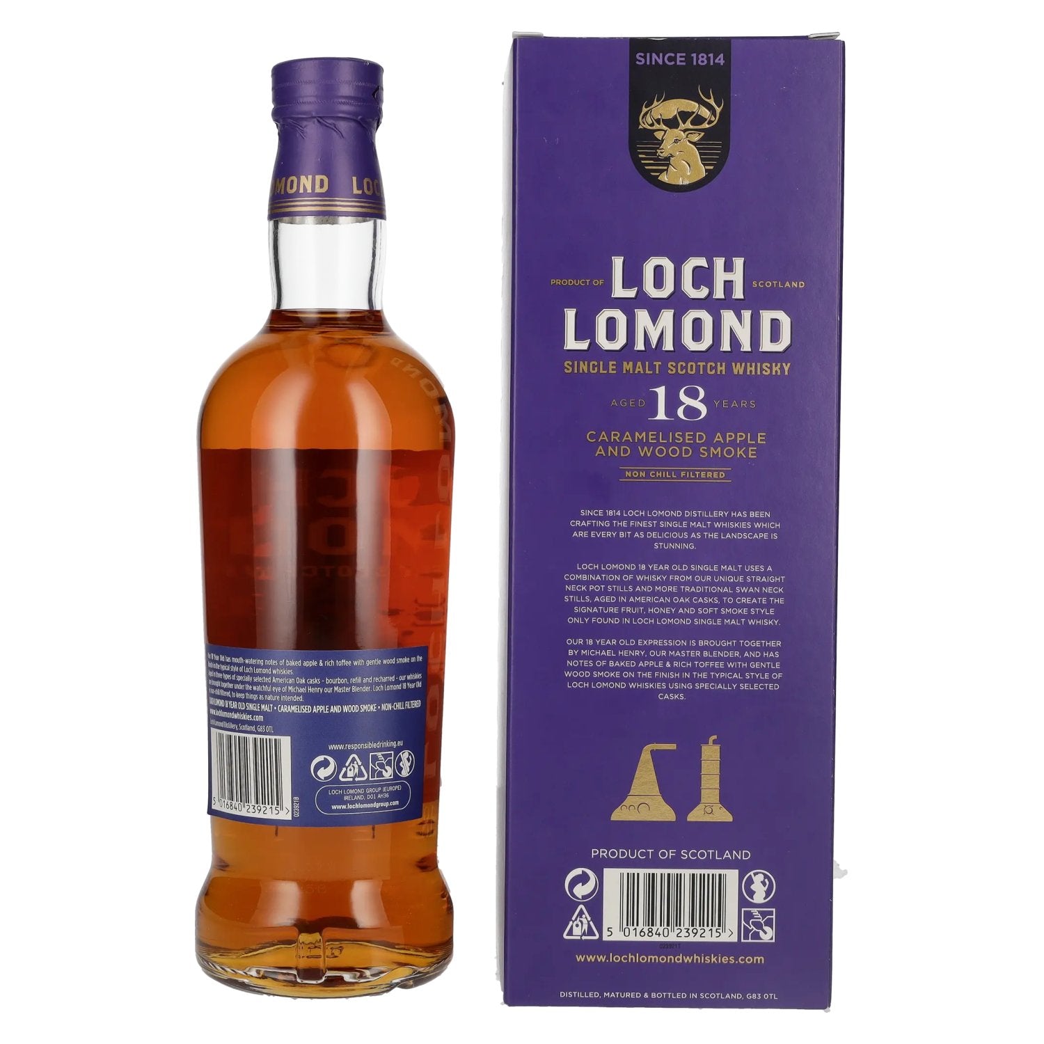 Loch Lomond 18 Years Old Single Malt Caramelised Apple and Wood Smoke 46% Vol. 0,7l in gift box